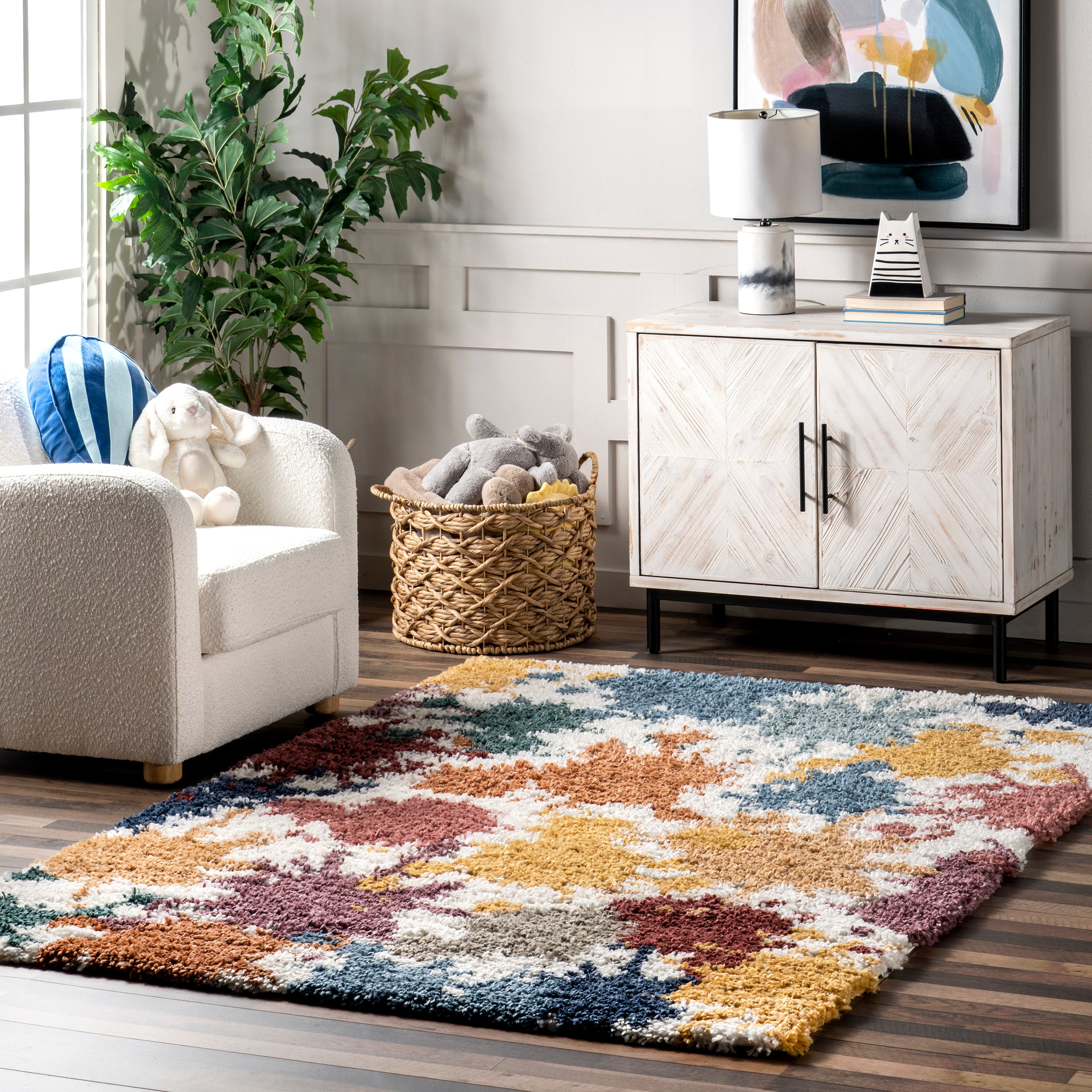 Queenie Colorful Splatter Kids Shag Area Rug - Image 2