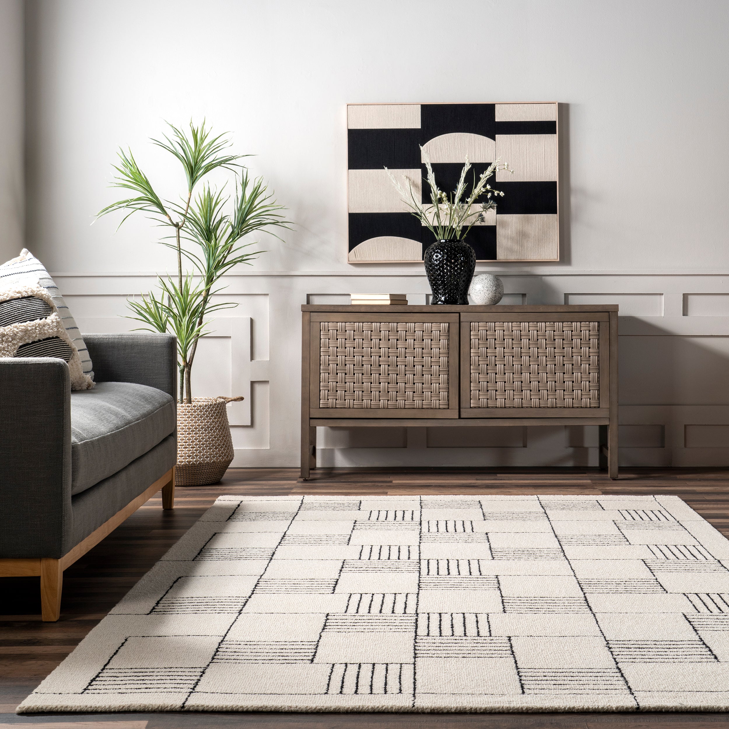 Danika Abstract Checkered Wool Area Rug - Image 18