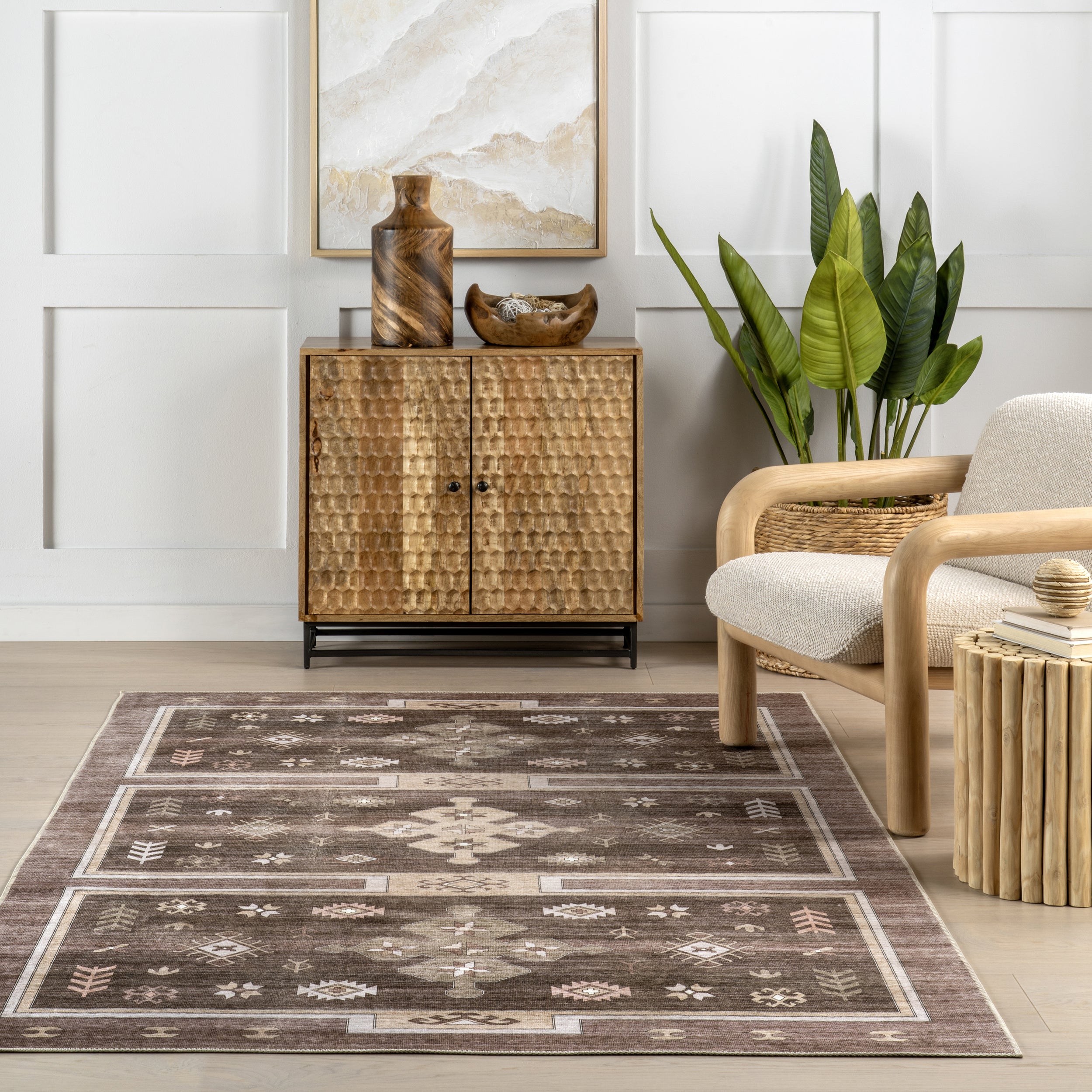 Donna SplashGuard Vintage Medallion Machine Washable Area Rug - Image 8
