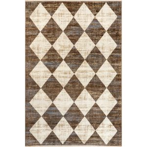 Meline Checkered Fringe Area Rug