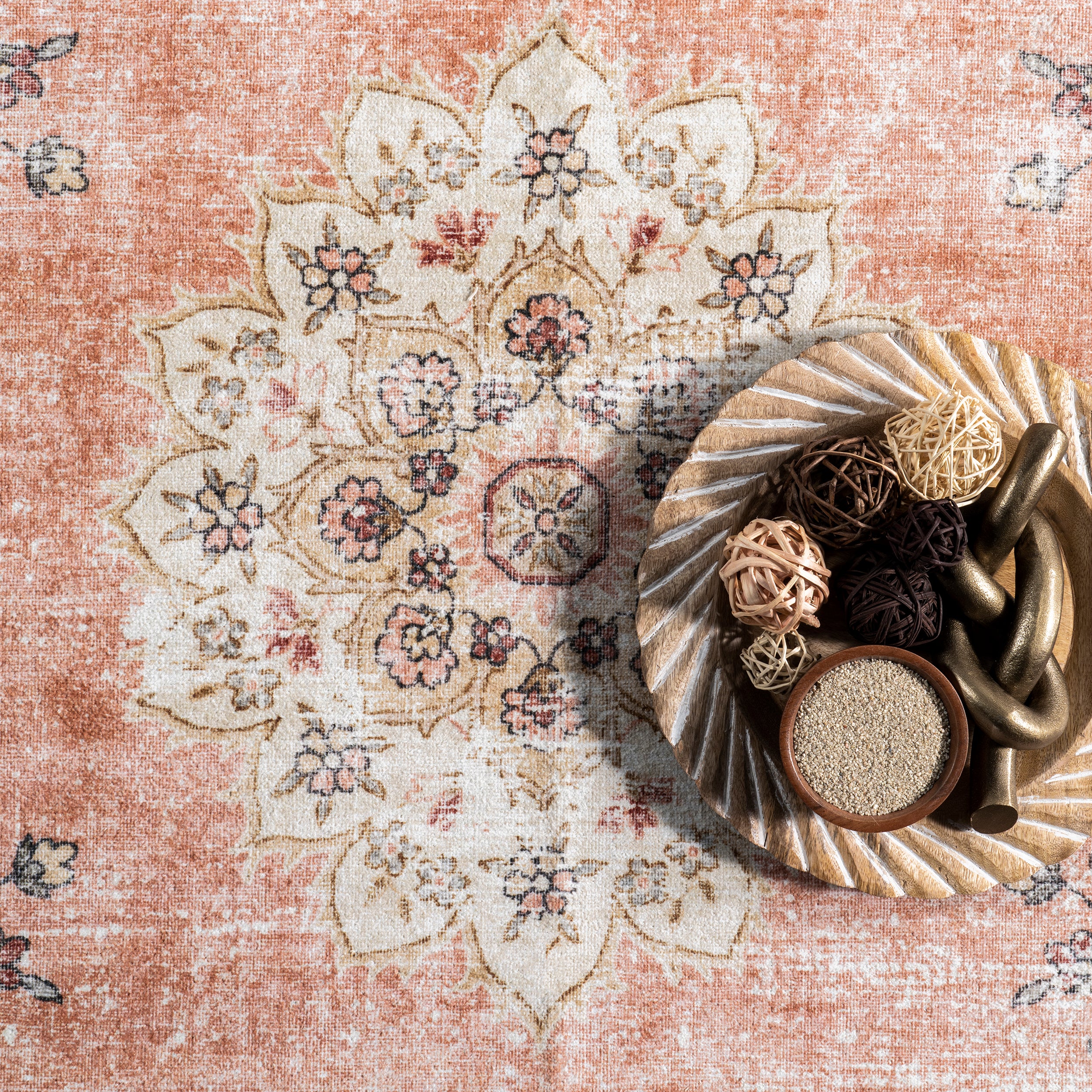 Ren Vintage Floral Machine Washable Area Rug - Image 6