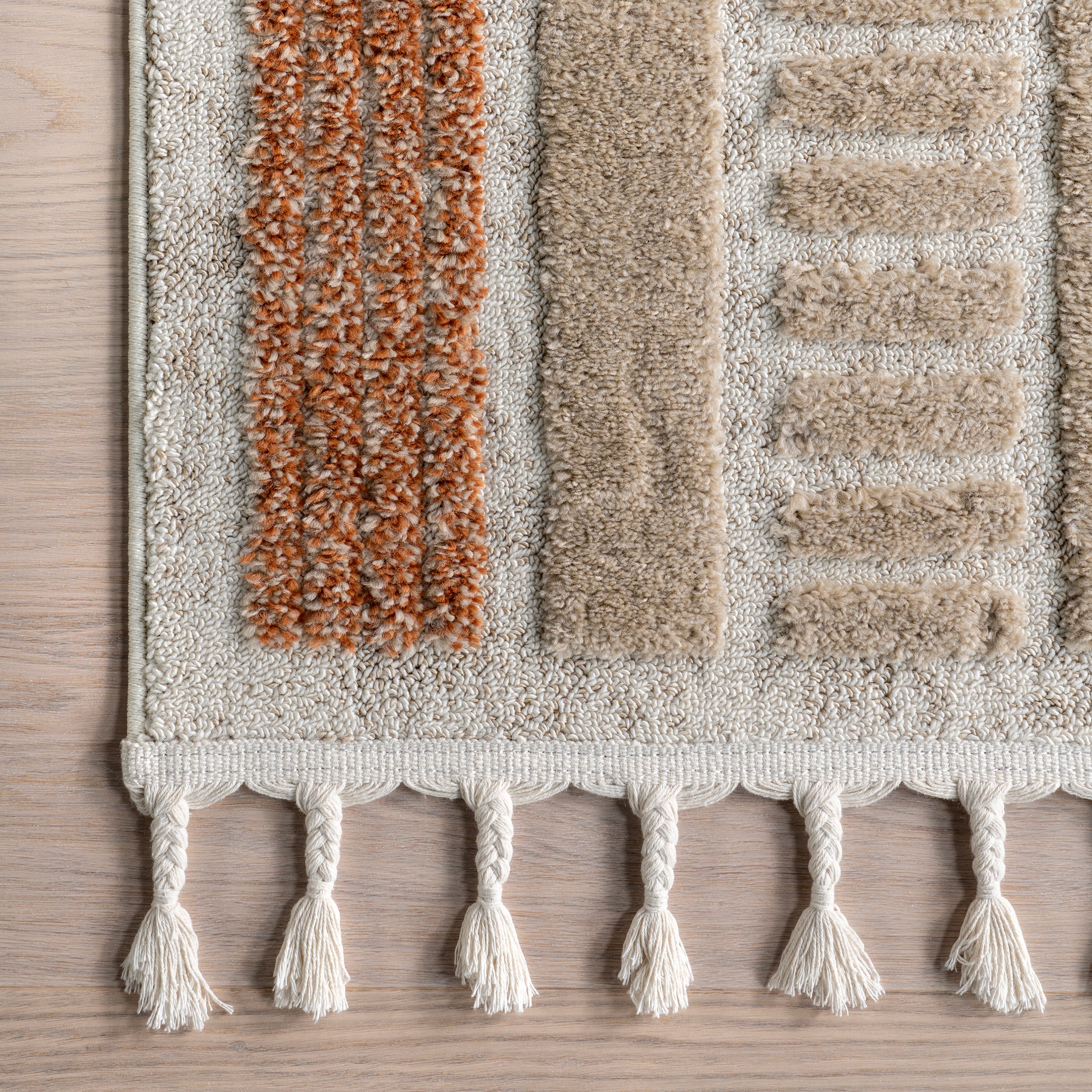 Nimah Geometric High-Low Tasseled Area Rug - Image 5