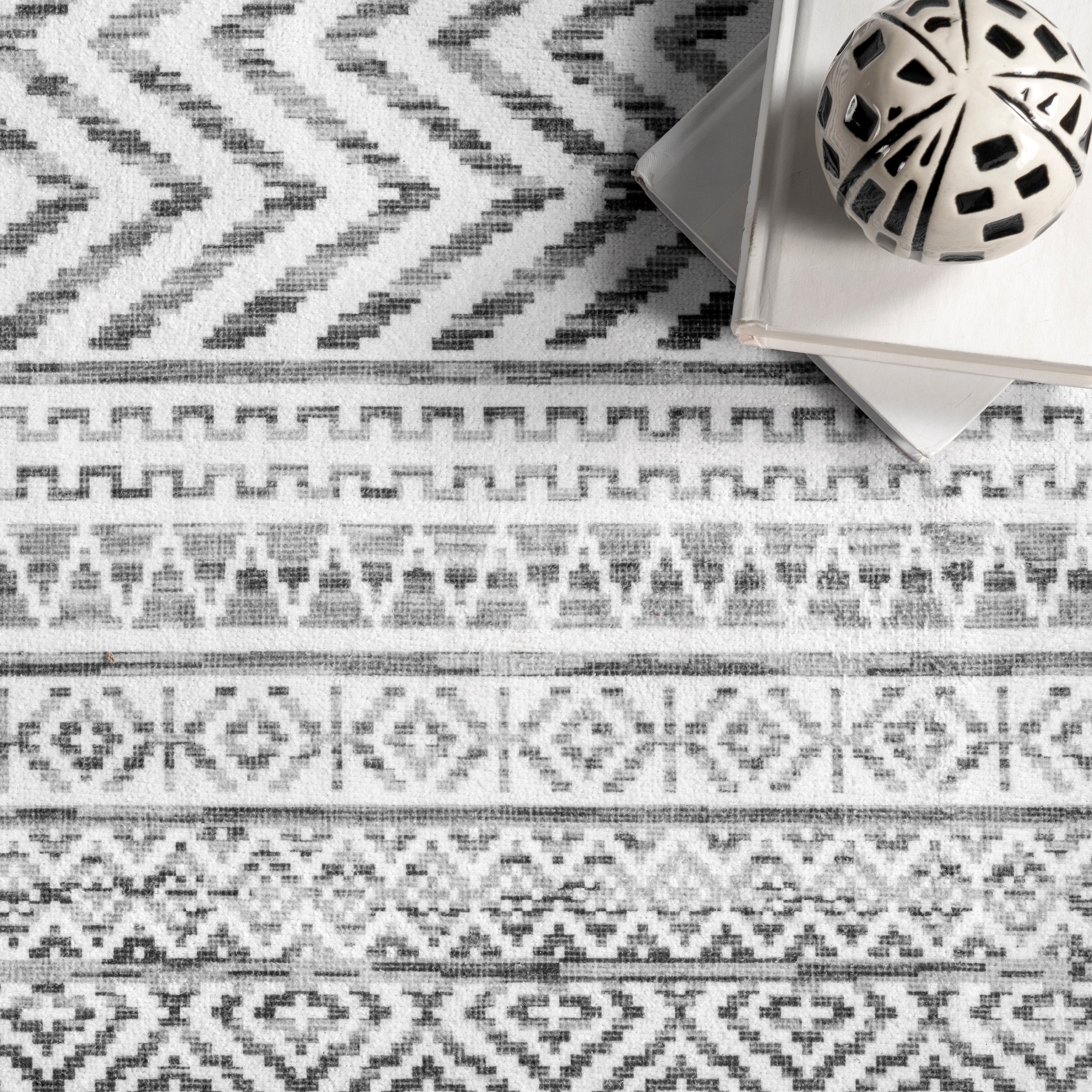 Kira Machine Washable Tribal Geometric Area Rug - Image 6