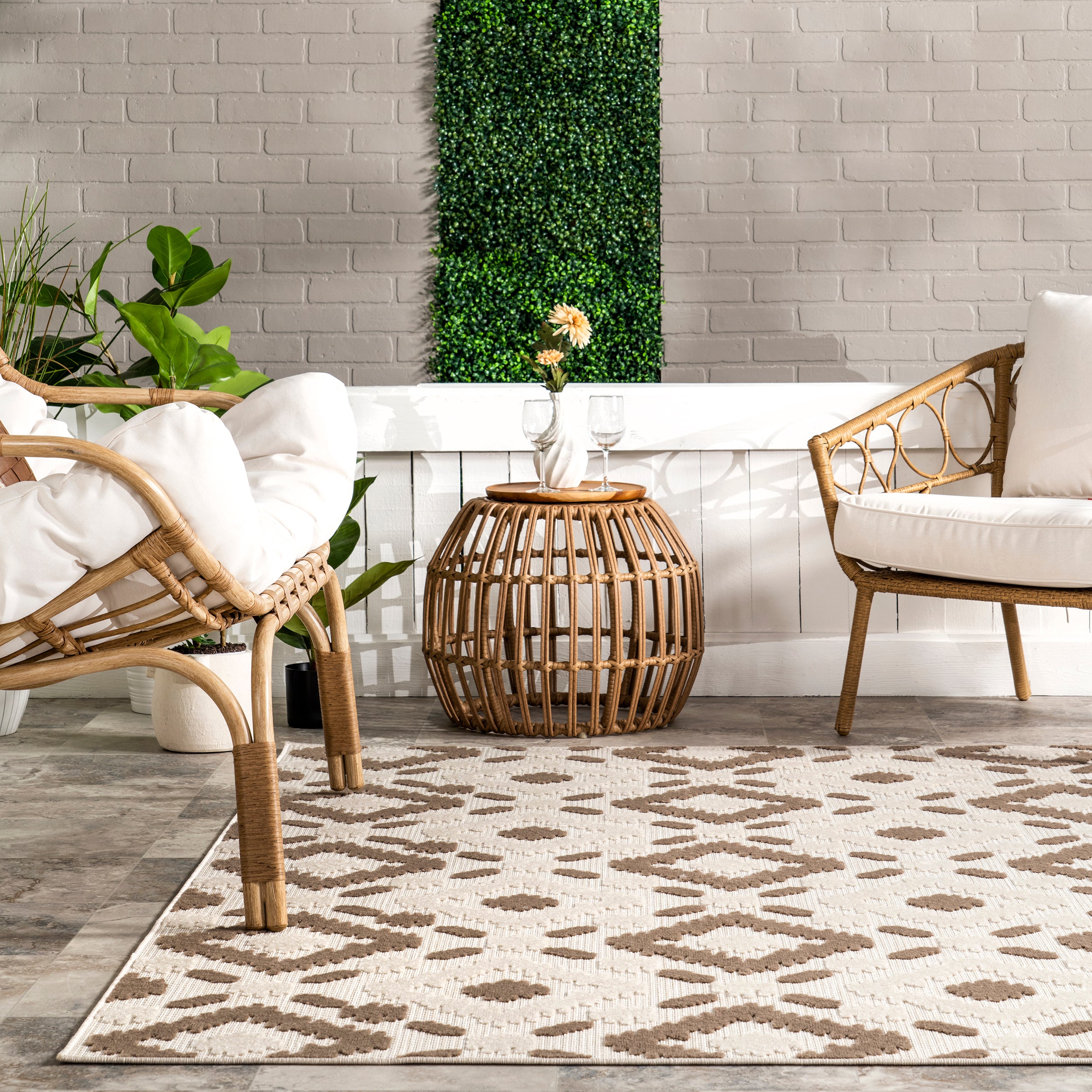 Indoor/Outdoor Transitional Labyrinth Area Rug - Image 19