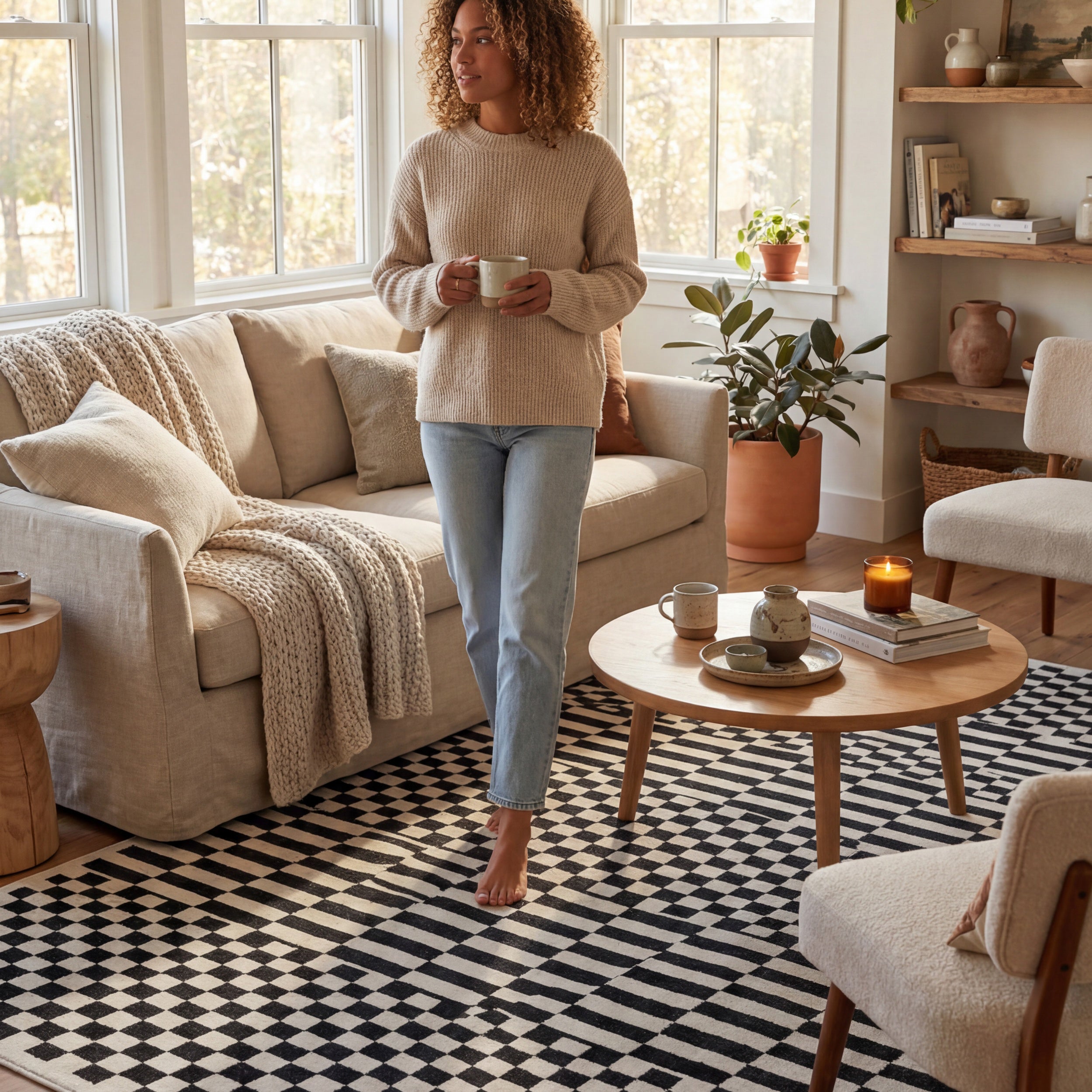 Nikita Faded Geometric Machine Washable Area Rug - Image 17