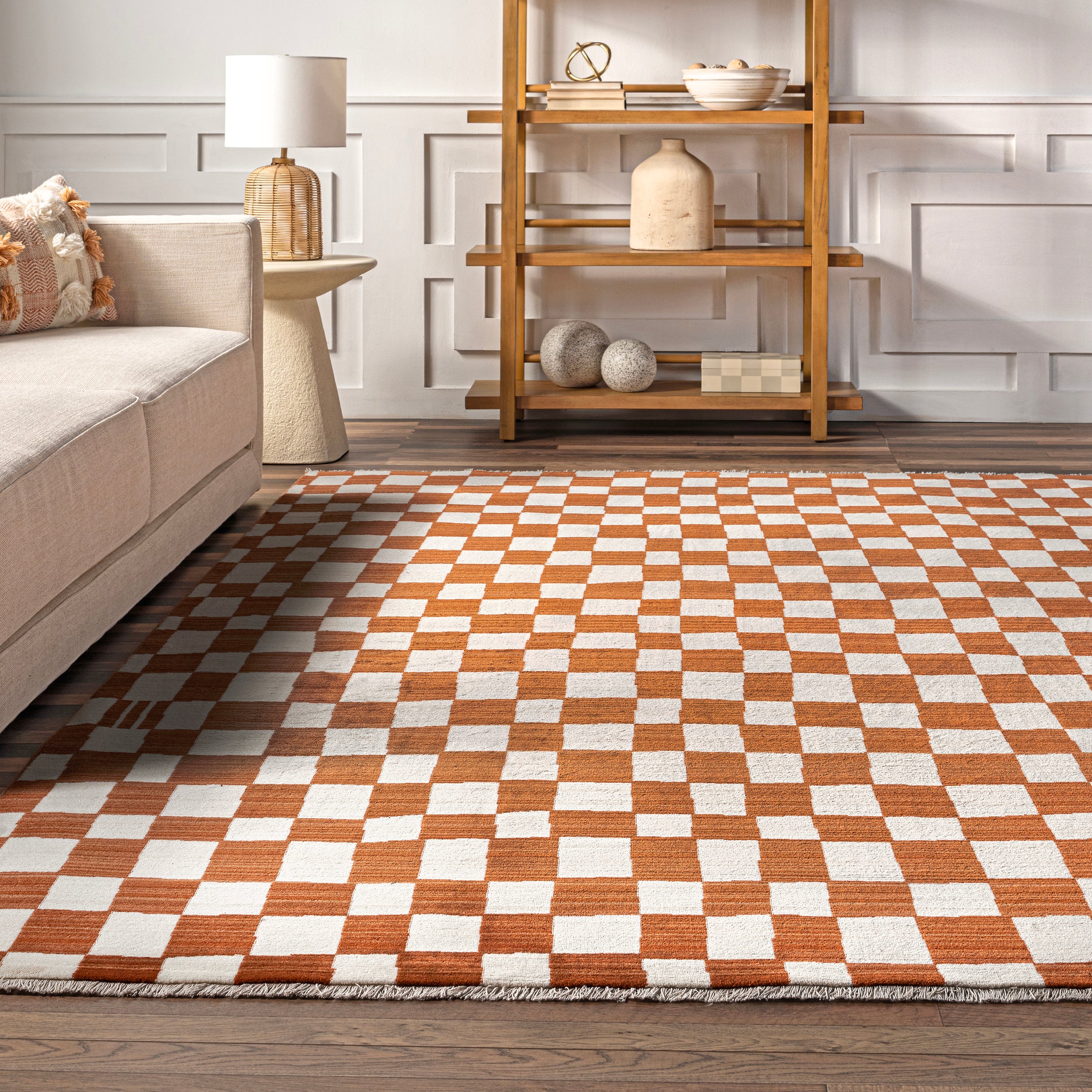 Dominique Abstract Checkered Fringe Area Rug - Image 17