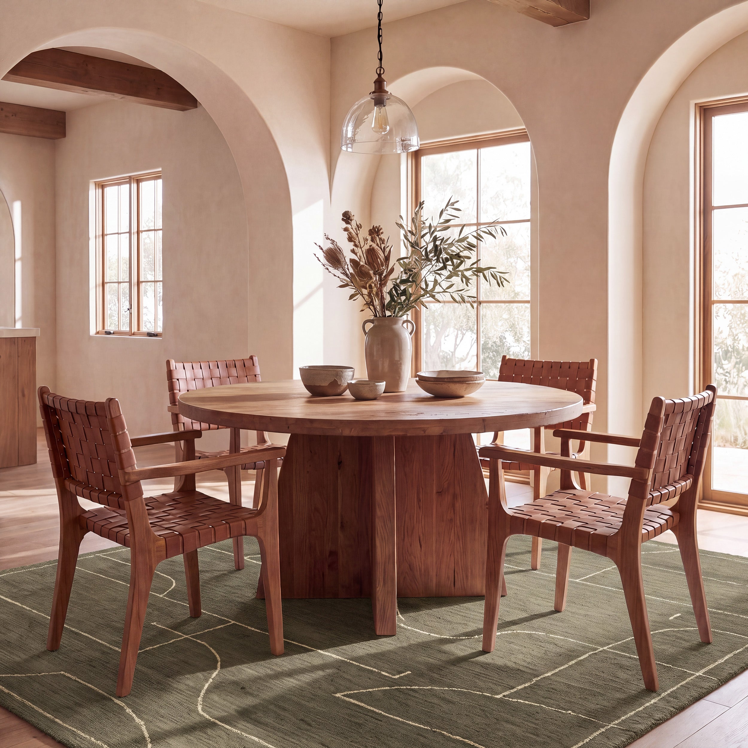 Renavea Abstract Bohemian Wool Area Rug - Image 2