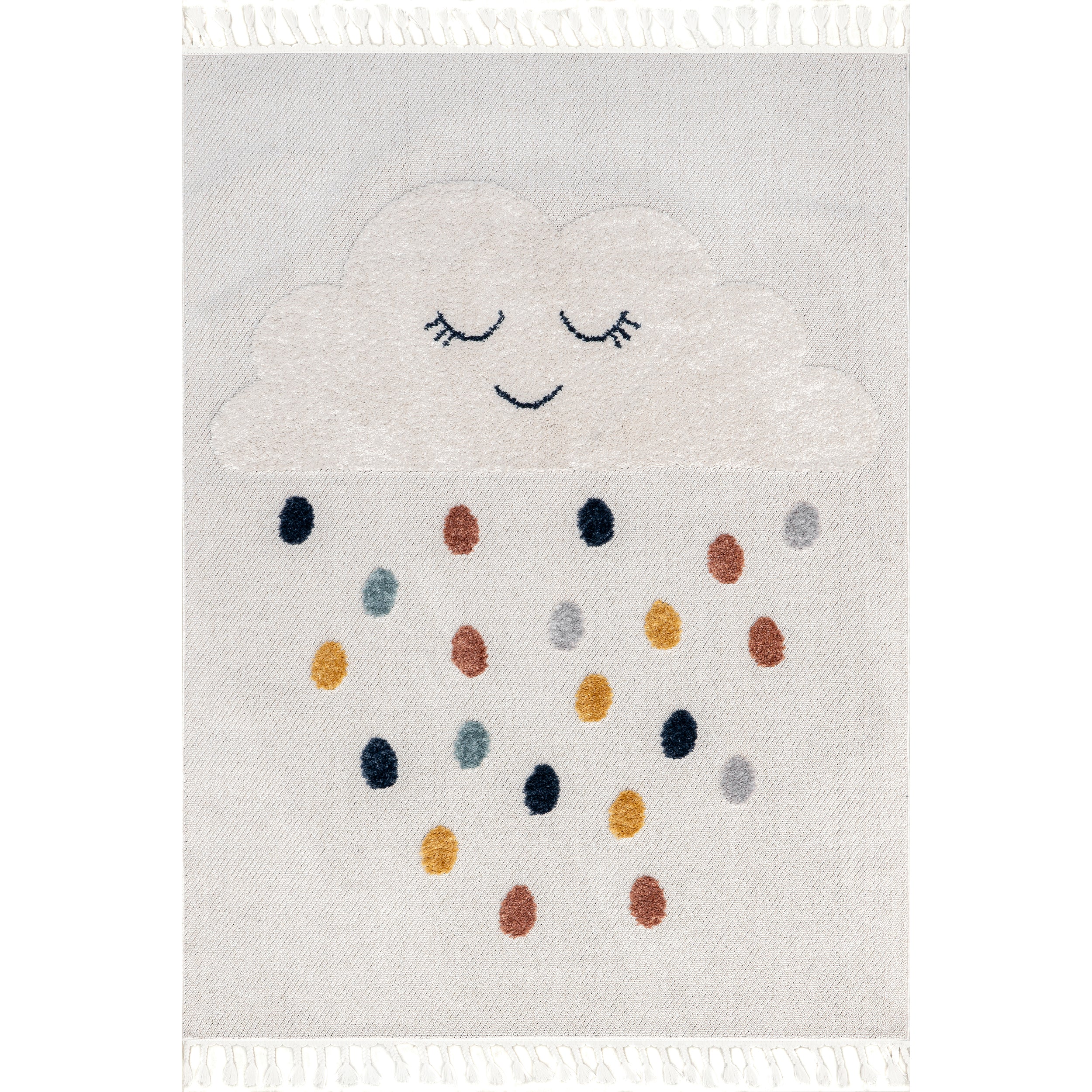 Marleigh Raindrop High-Low Kids Tasseled Area Rug