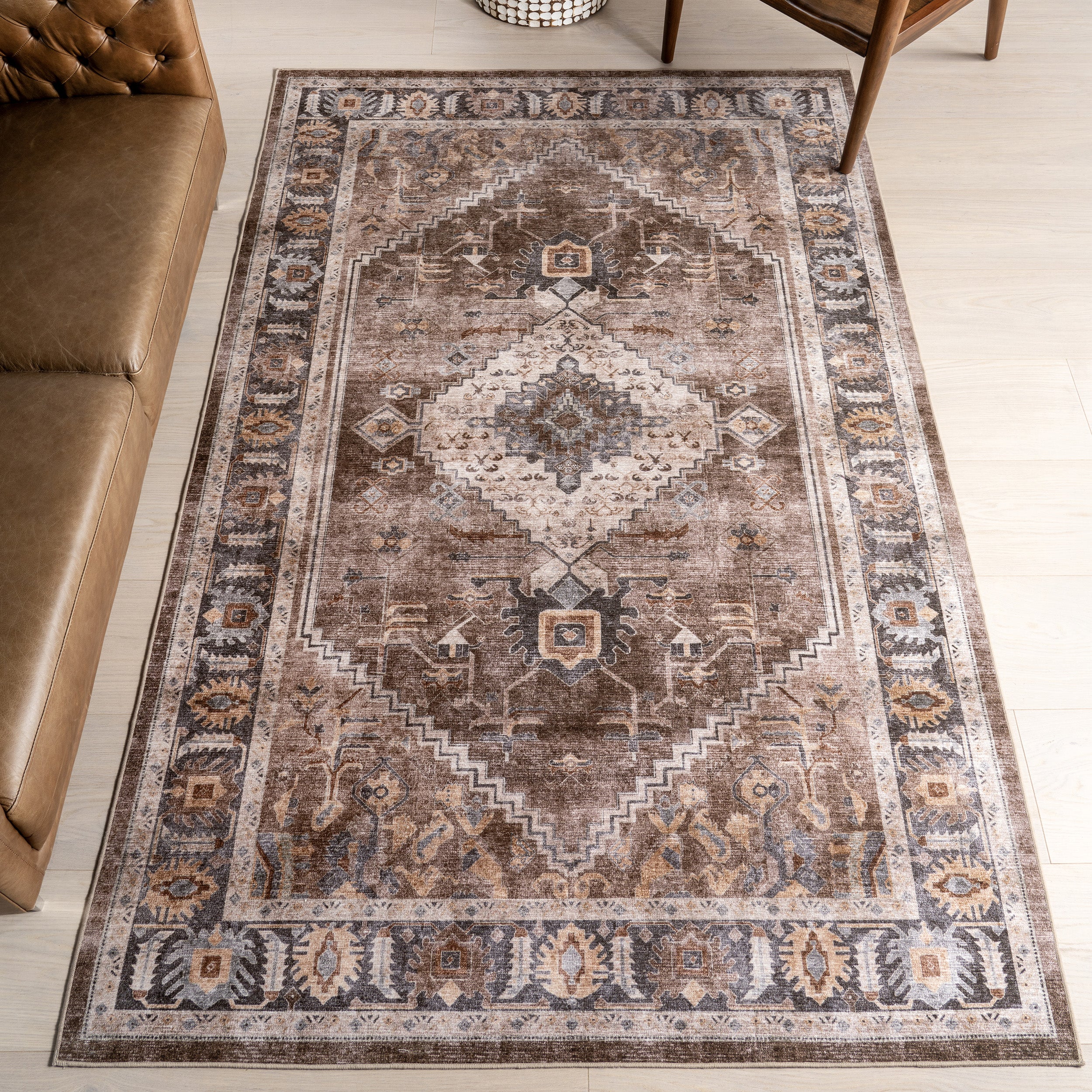Prudence Medallion Spill Proof Machine Washable Area Rug - Image 2