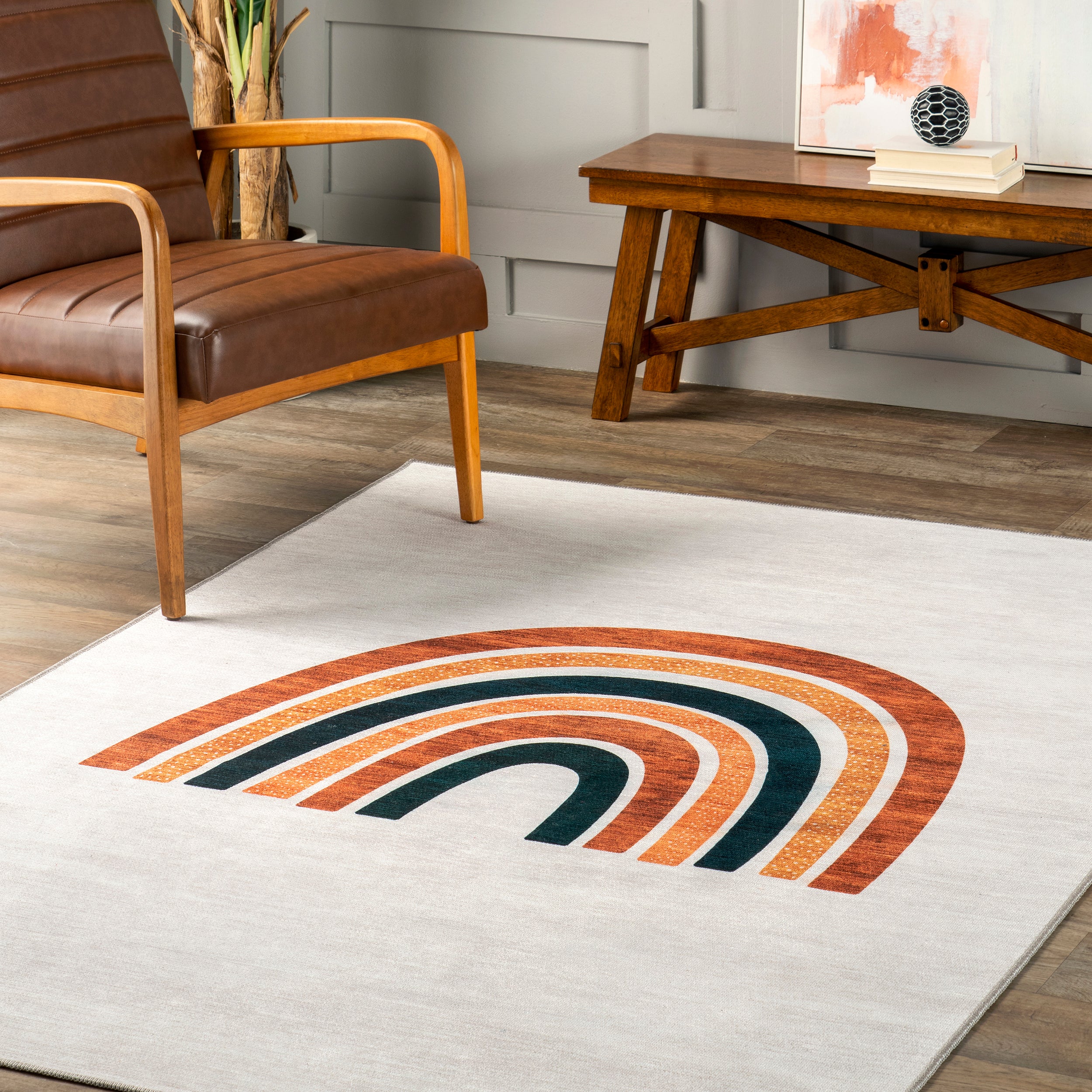 Lia Single Rainbow Machine Washable Area Rug - Image 9