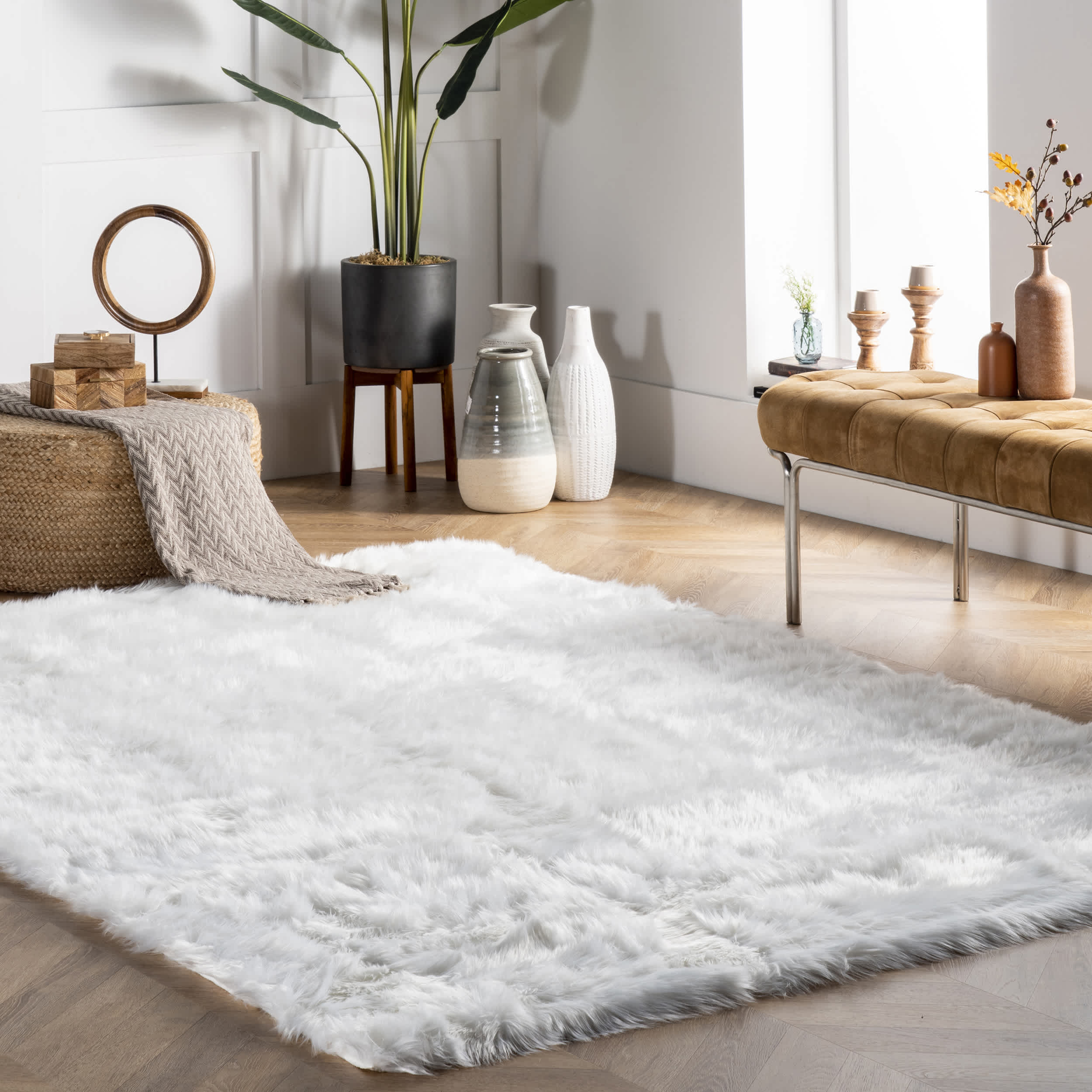 Rodolfo Faux Sheepskin Shag Area Rug - Image 2