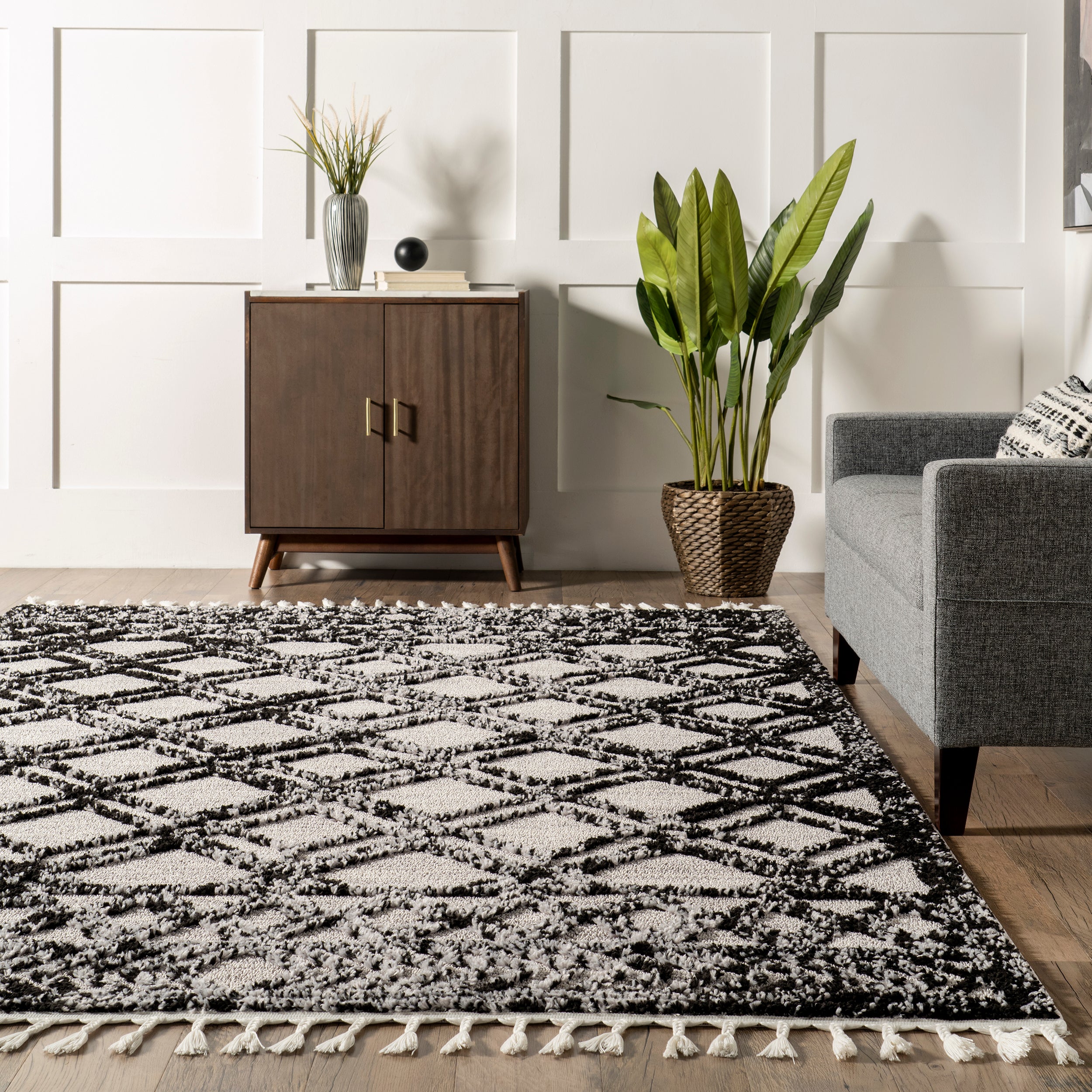 Ansley Moroccan Lattice Tassel Area Rug - Image 30