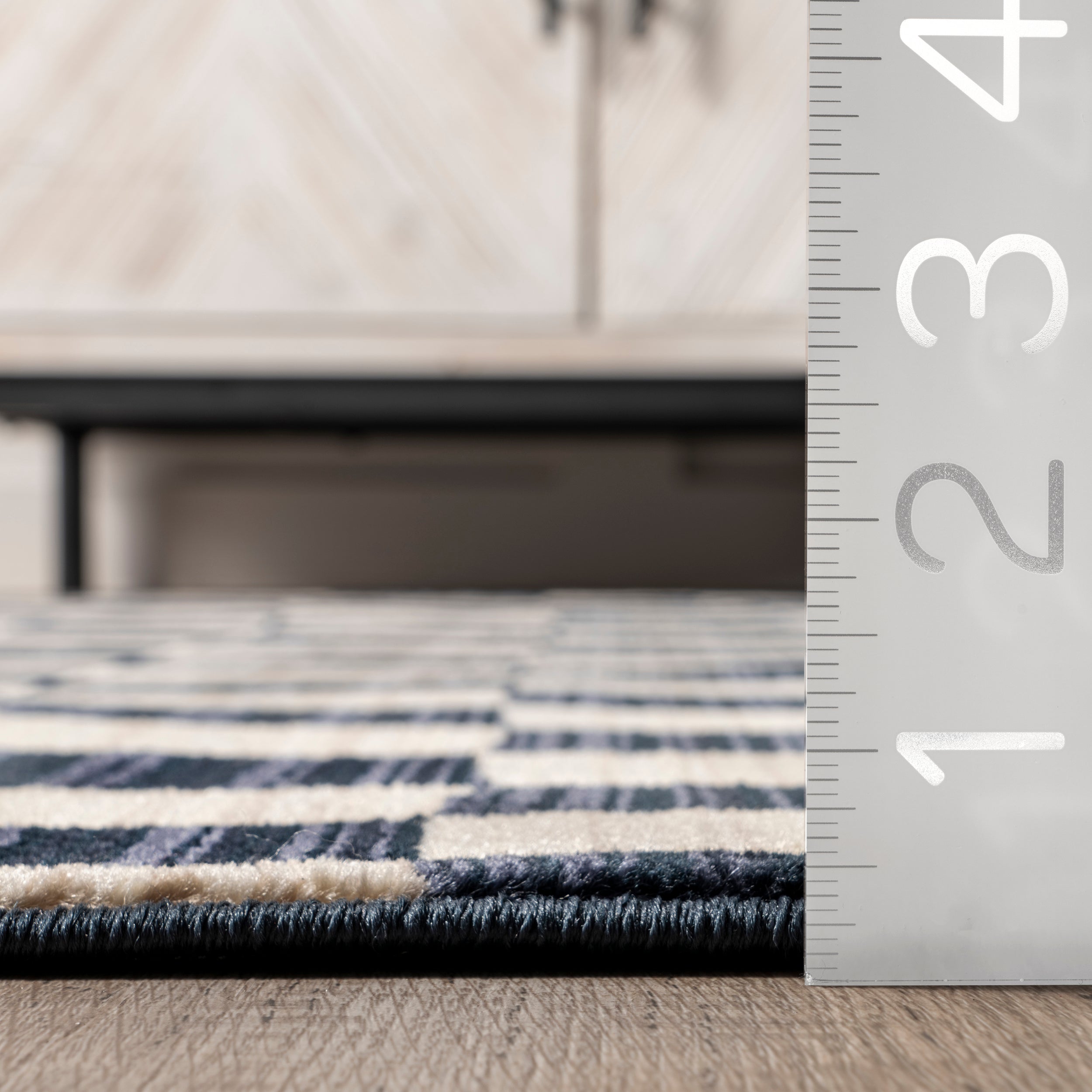 Dominique Abstract Checkered Fringe Area Rug - Image 3