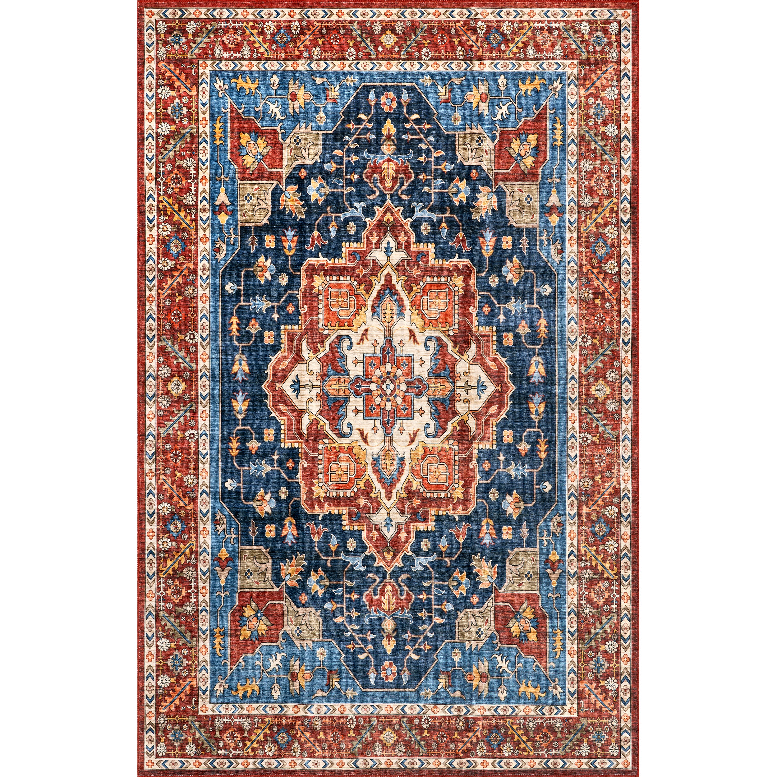 Hera Medallion Stain-Resistant Machine Washable Area Rug - Image 11
