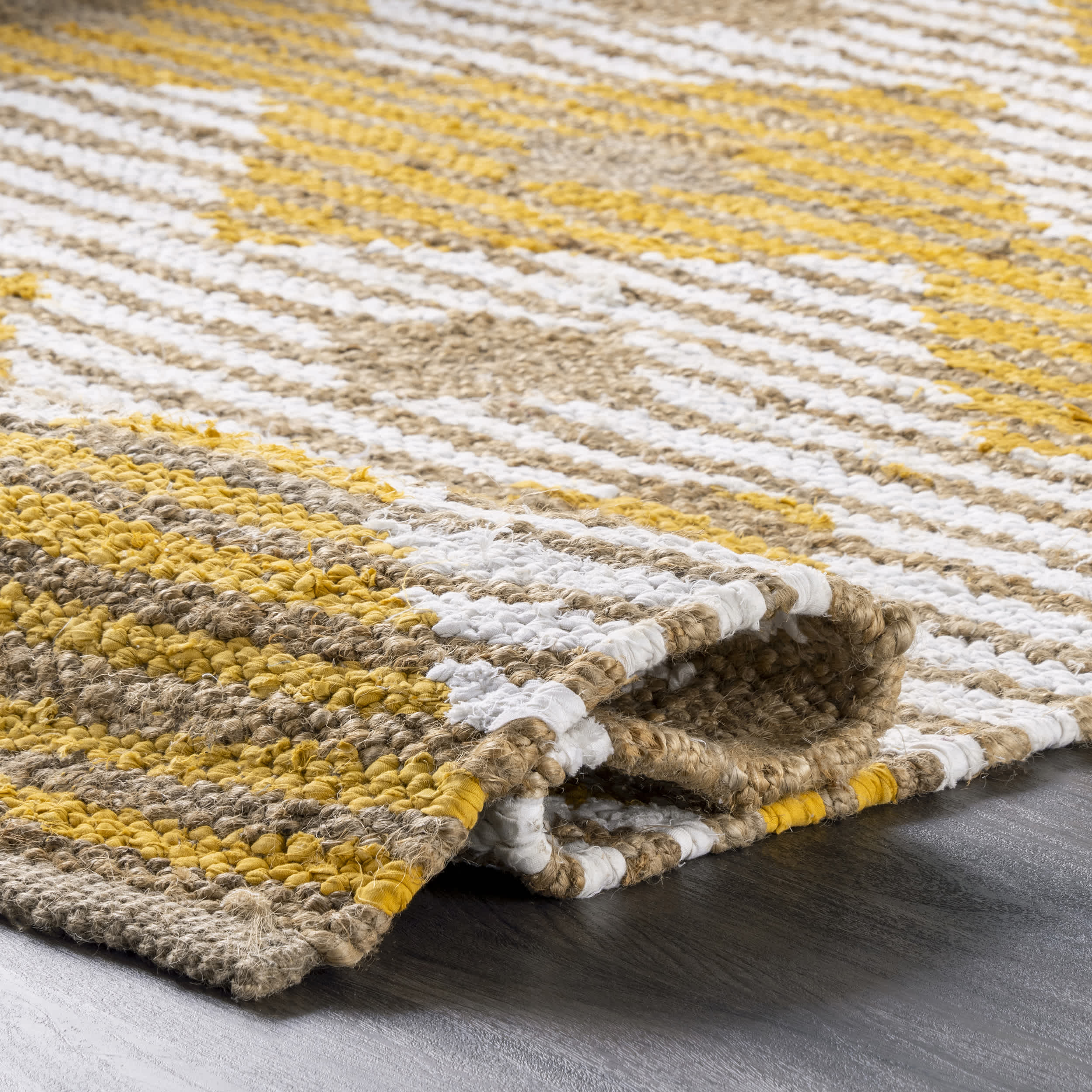 Hand Braided Marla Denim And Jute Diamonds - Image 14