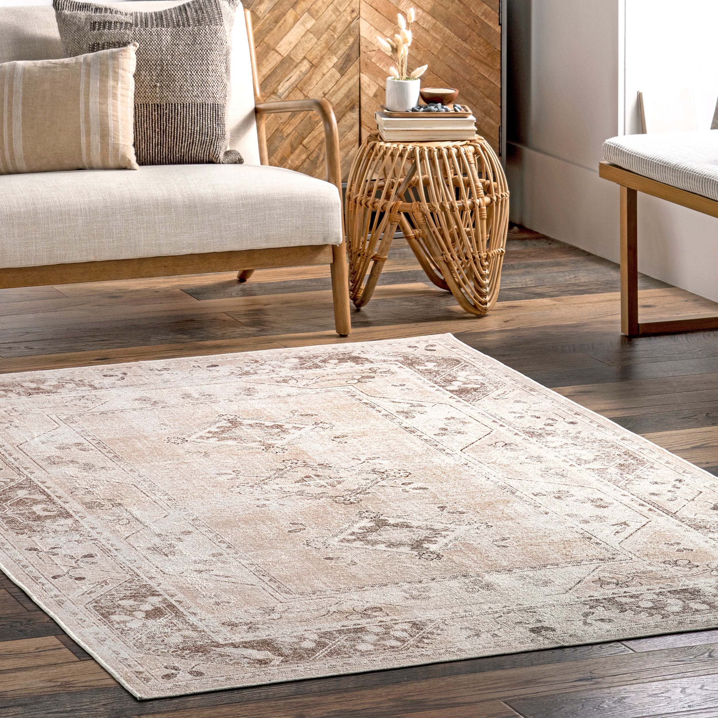 Ellamae Faded Medallion Machine Washable Area Rug - Image 9