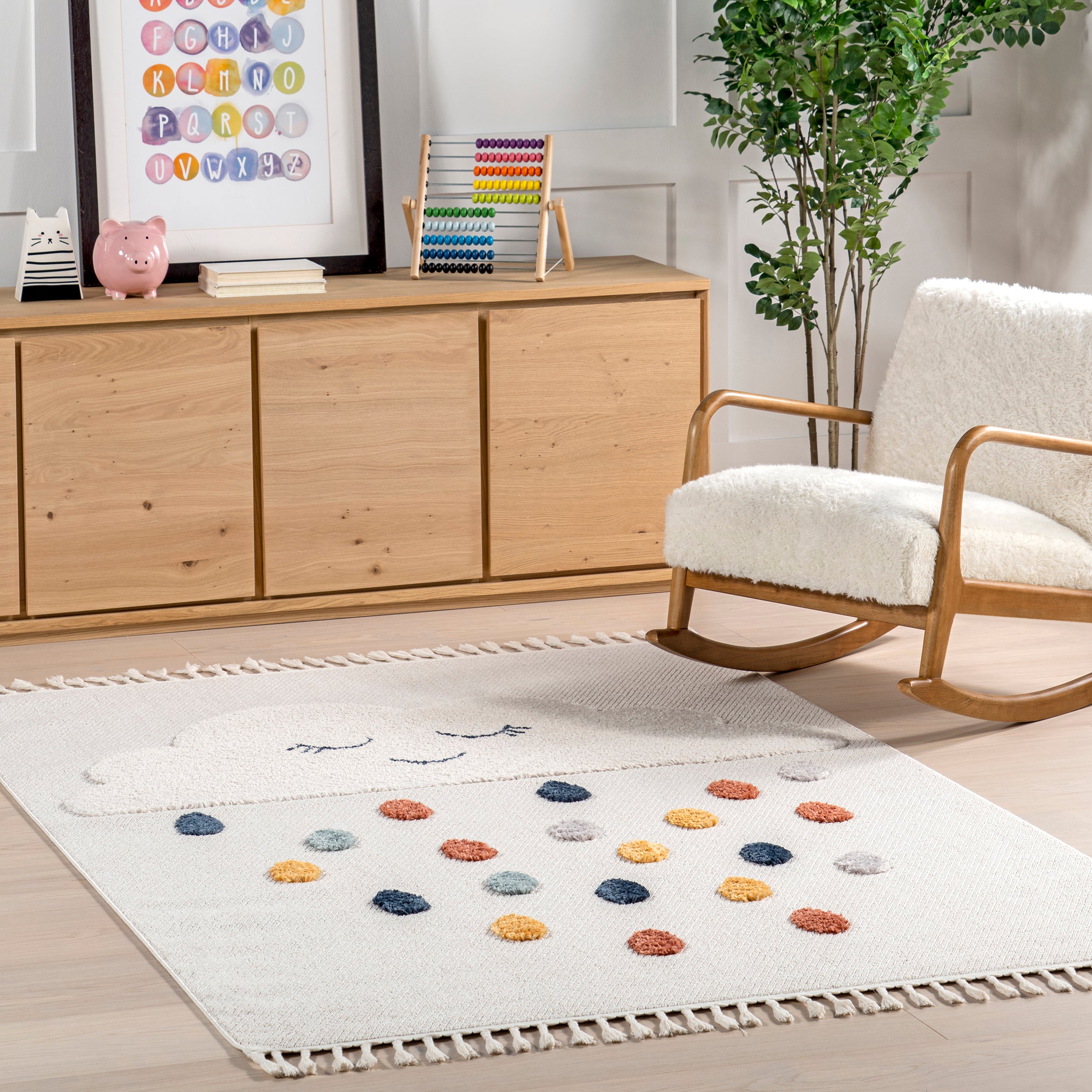 Marleigh Raindrop High-Low Kids Tasseled Area Rug - Image 2