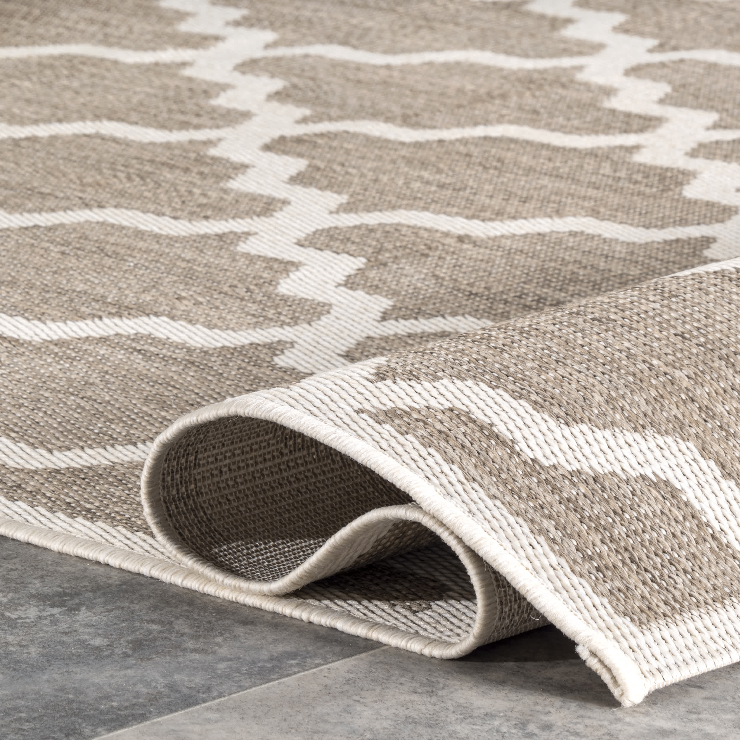 Machine Made Gina Outdoor Moroccan Trellis Area Rug - Image 4