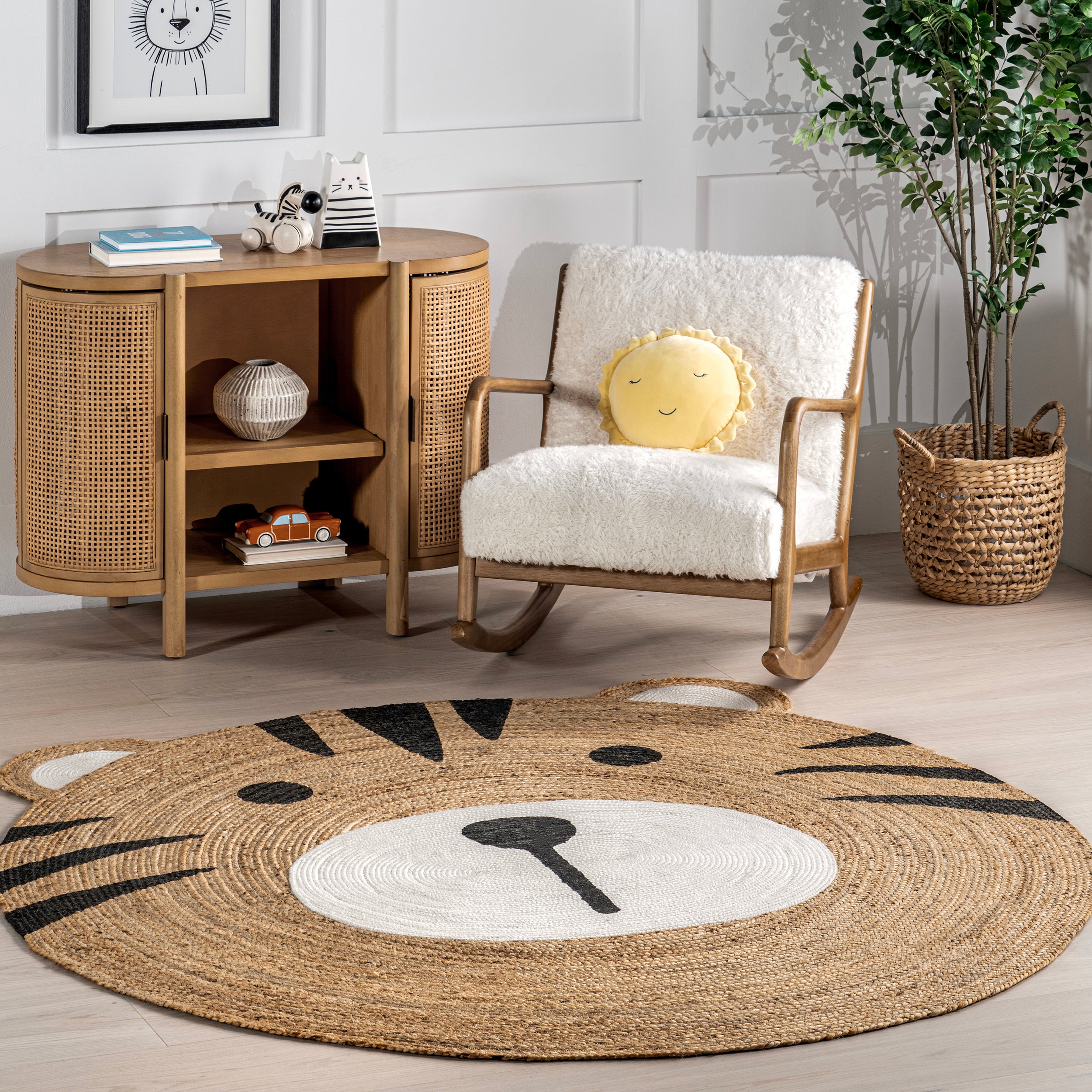 Zaylee Tiger Handwoven Kids Jute Area Rug - Image 2