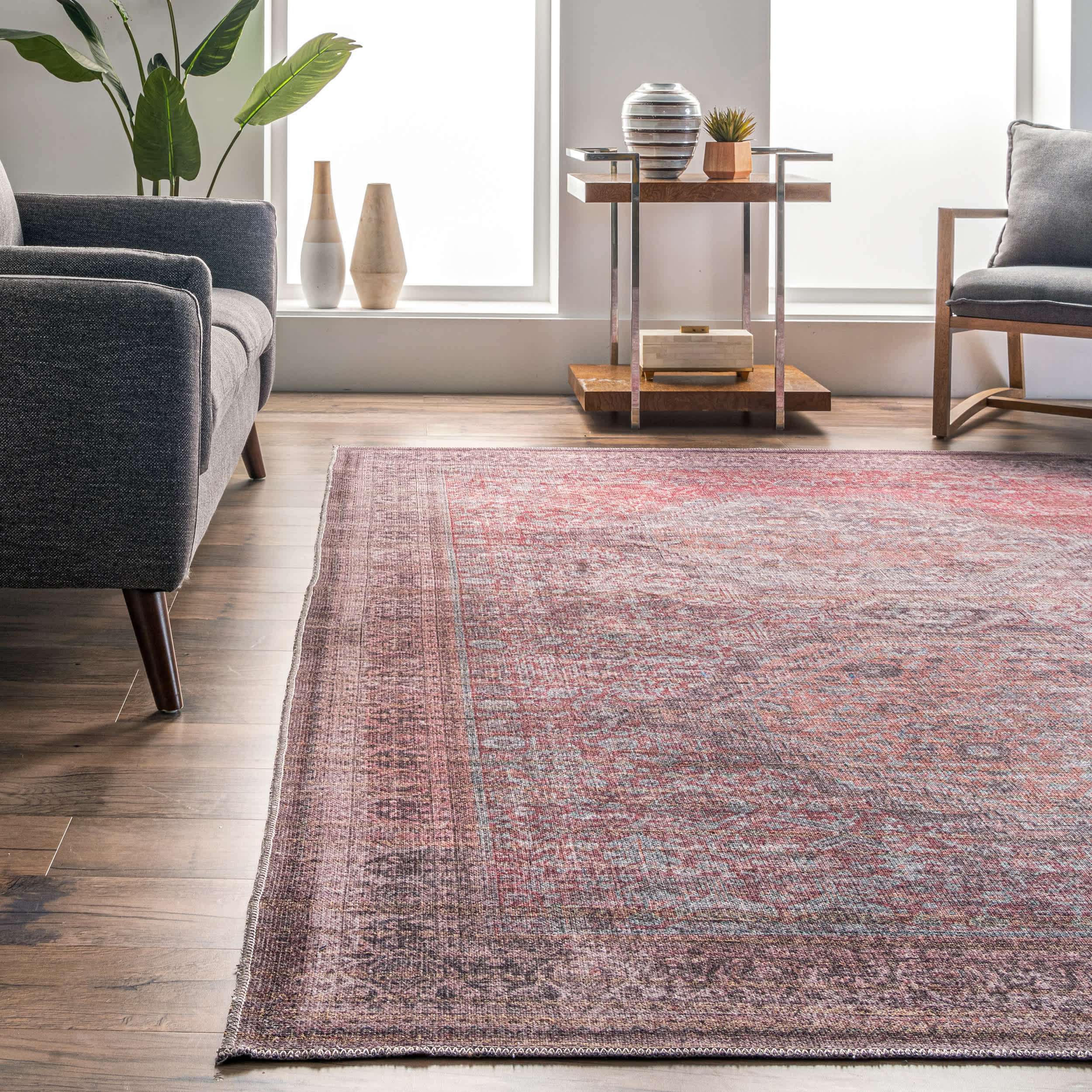 Justine Machine Washable Faded Geometric Medallion Area Rug - Image 8