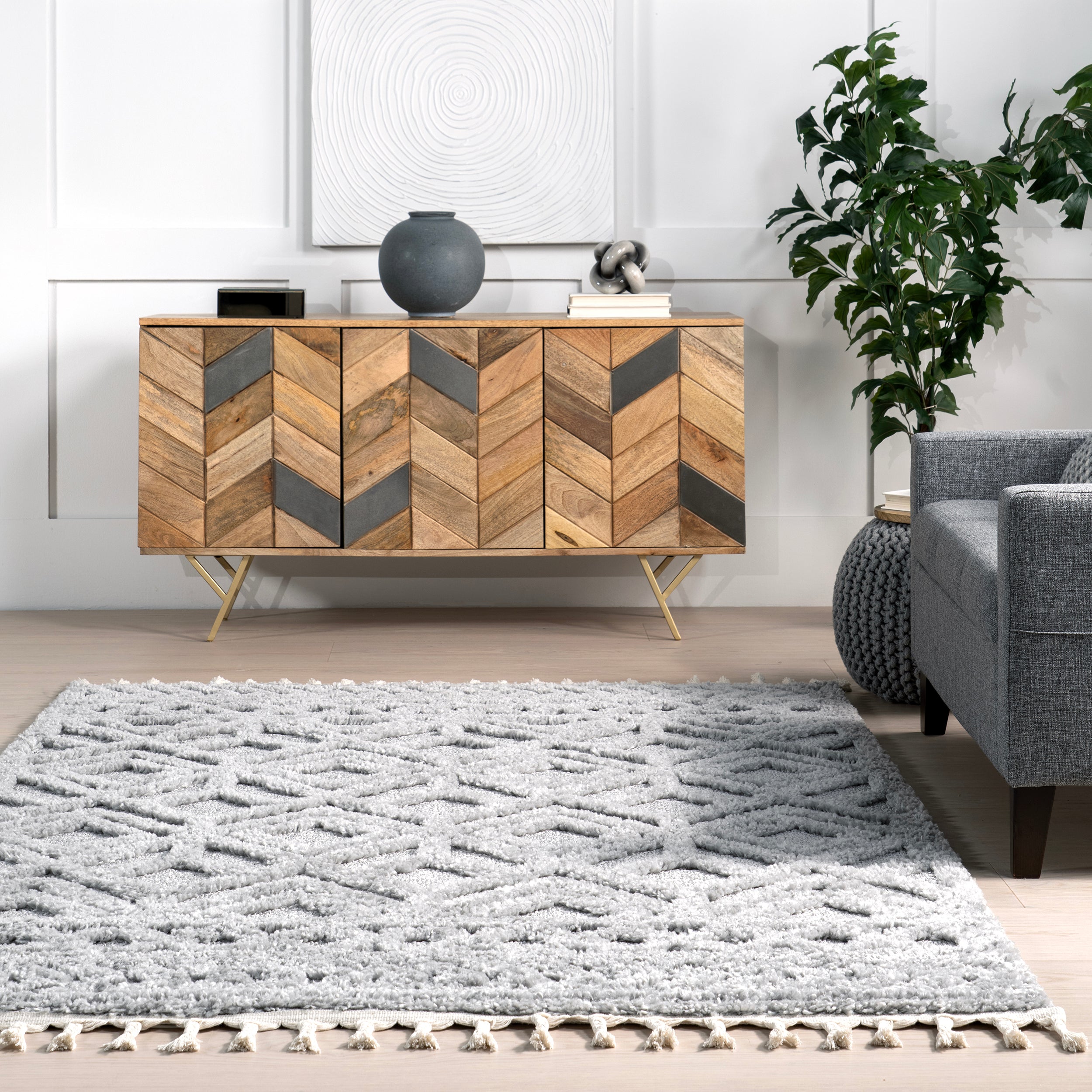 Akia Lattice High/Low Tassel Area Rug - Image 18