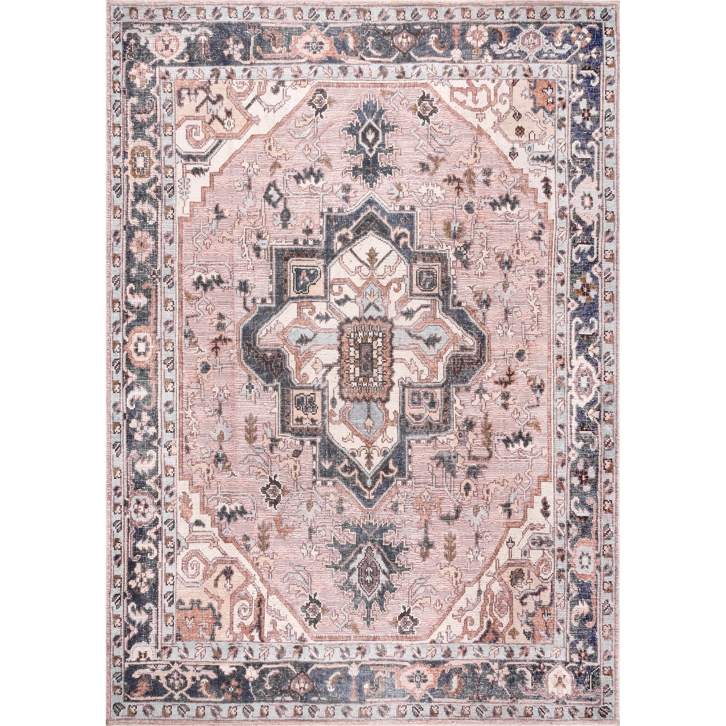 Sasha Machine Washable Medallion Area Rug