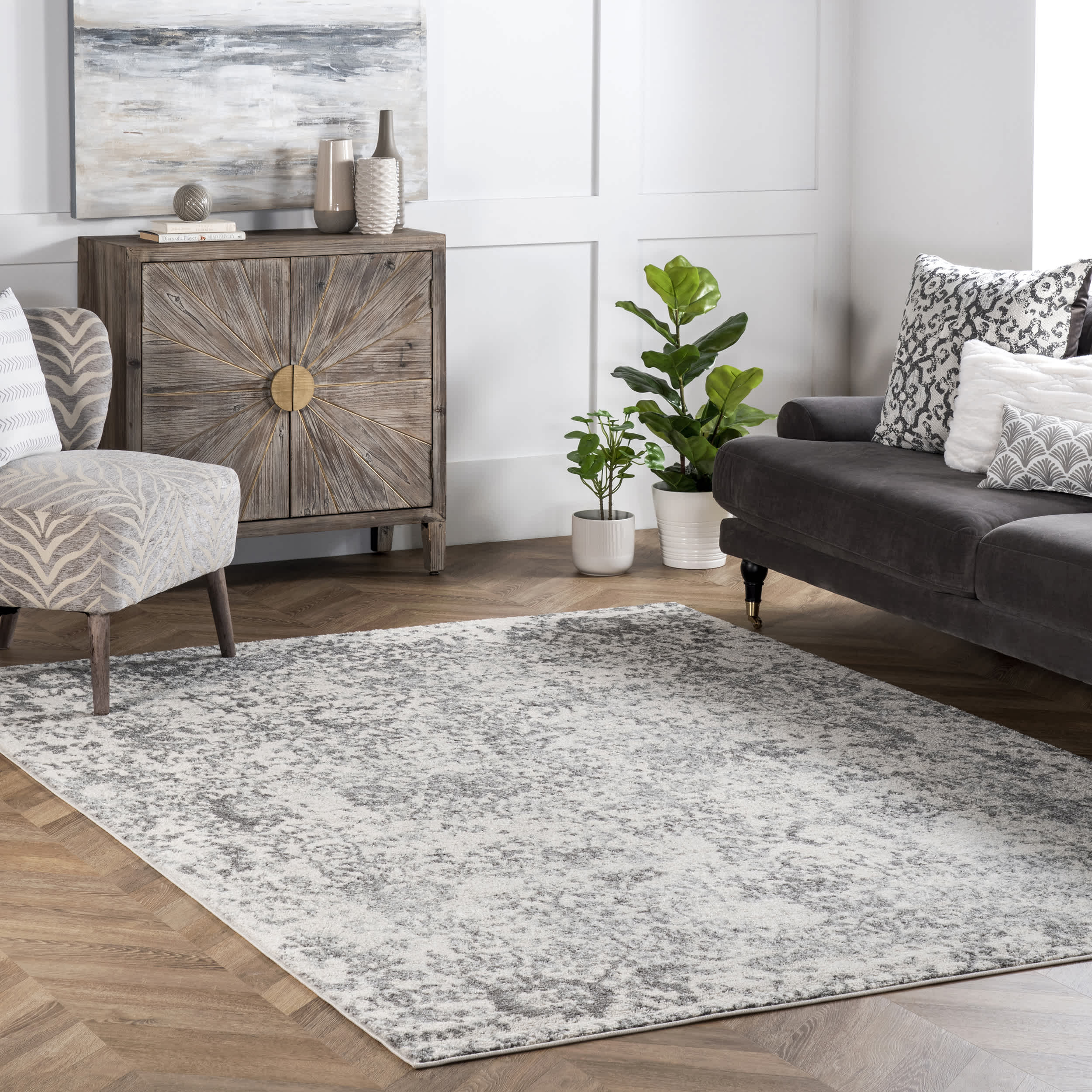 Floral Damask Rosemary Area Rug - Image 2