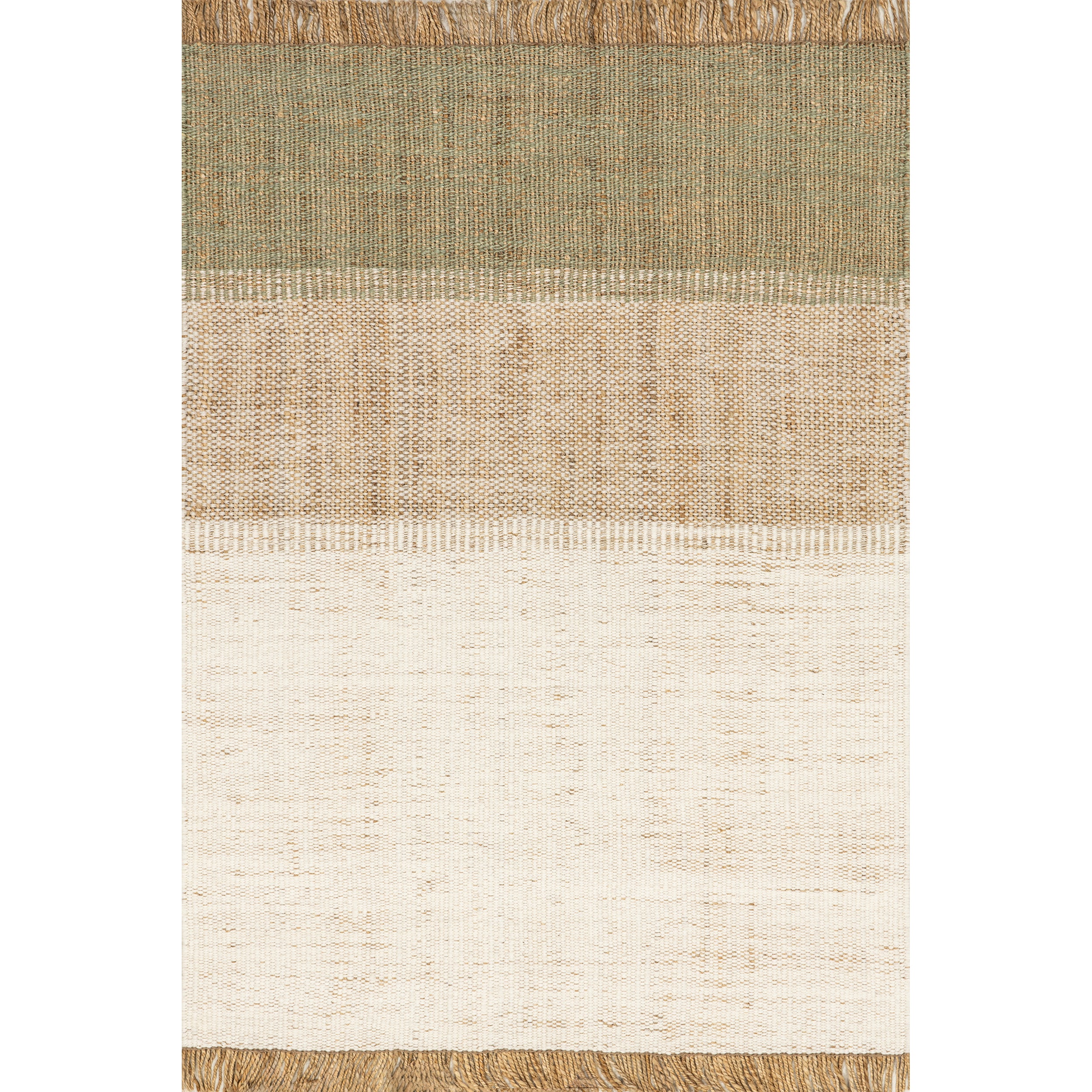 Nanala Bold Striped Jute Tasseled Area Rug