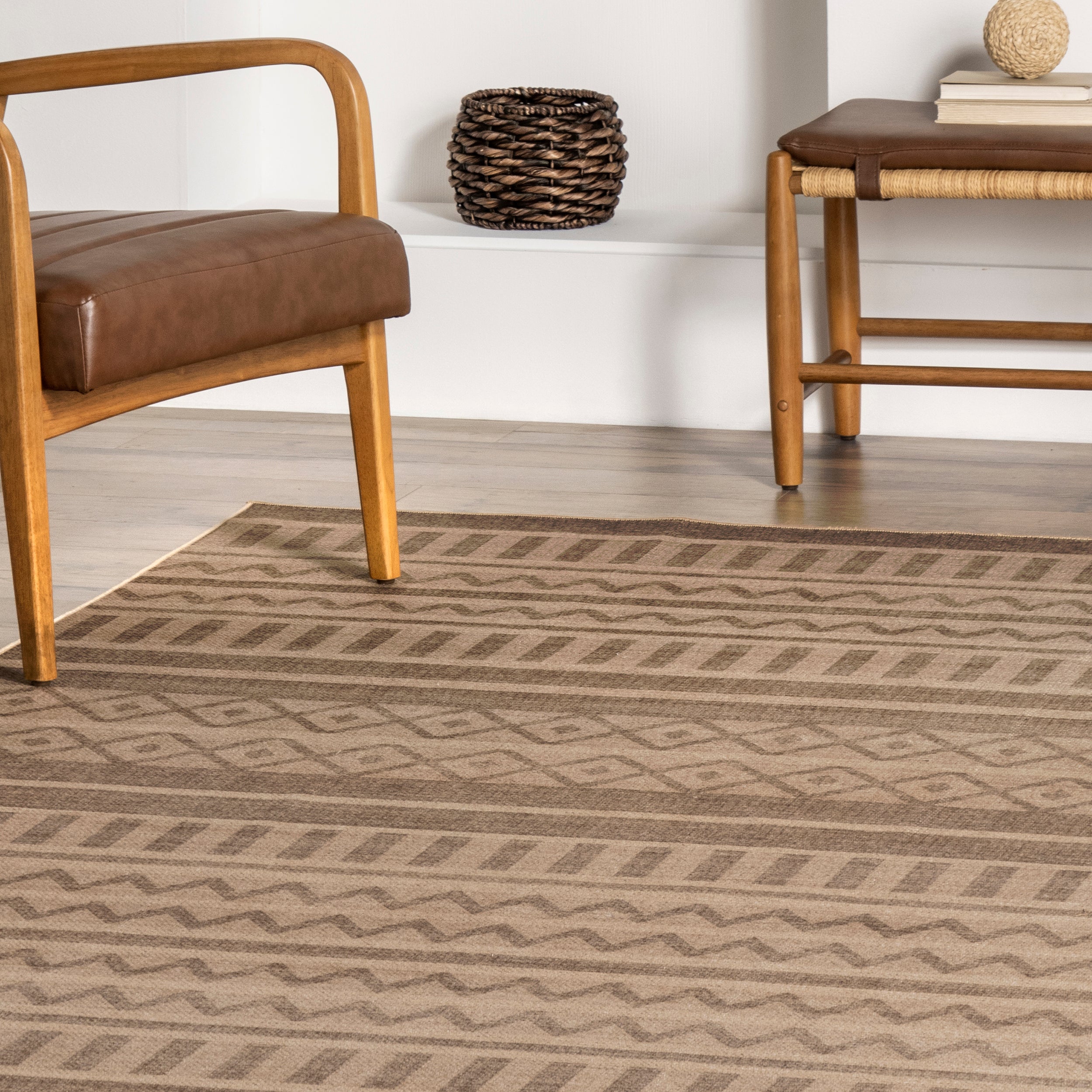 Pattie Geometric Banded Easy-Jute Machine Washable Area Rug - Image 9