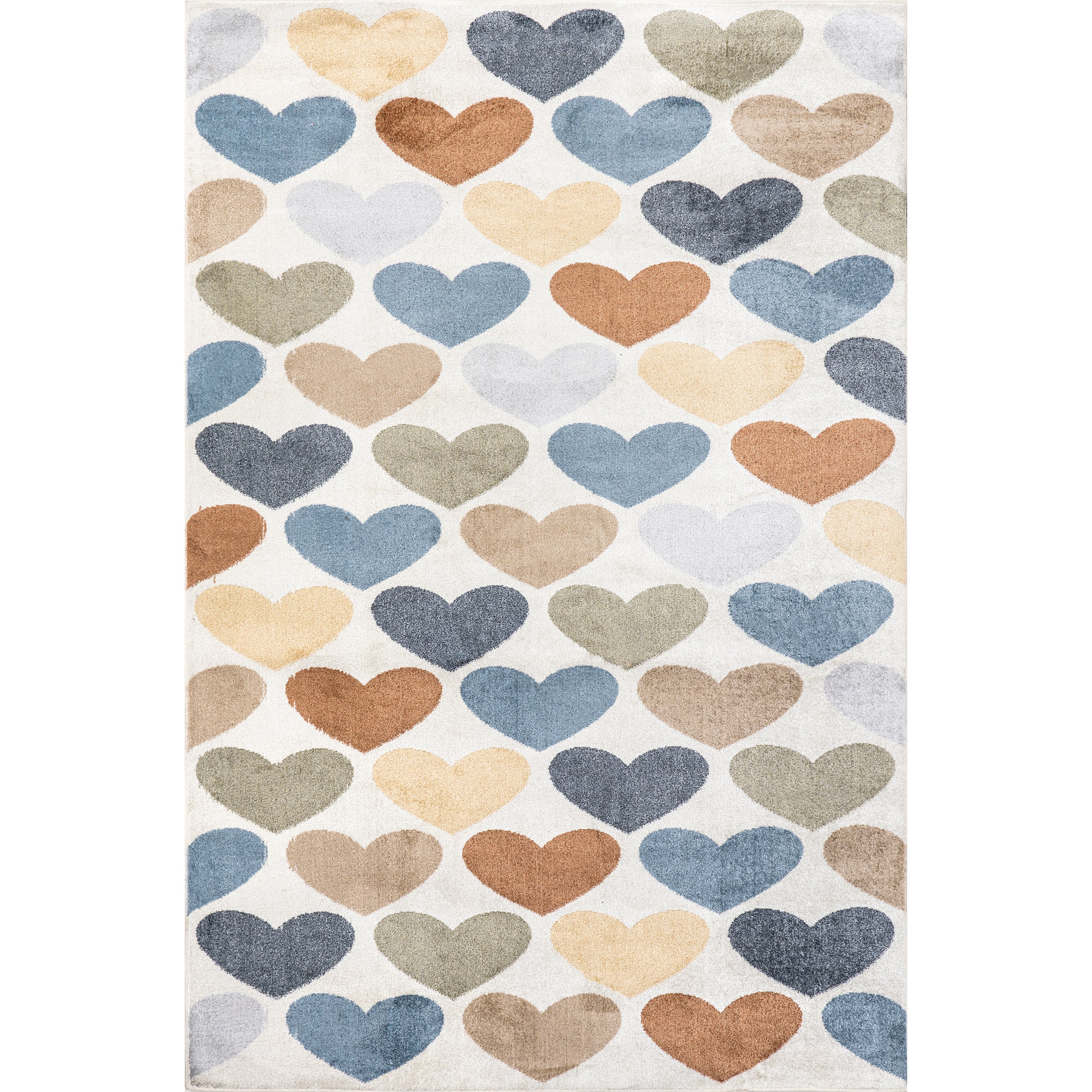 Neive Colorful Hearts Machine Washable Area Rug