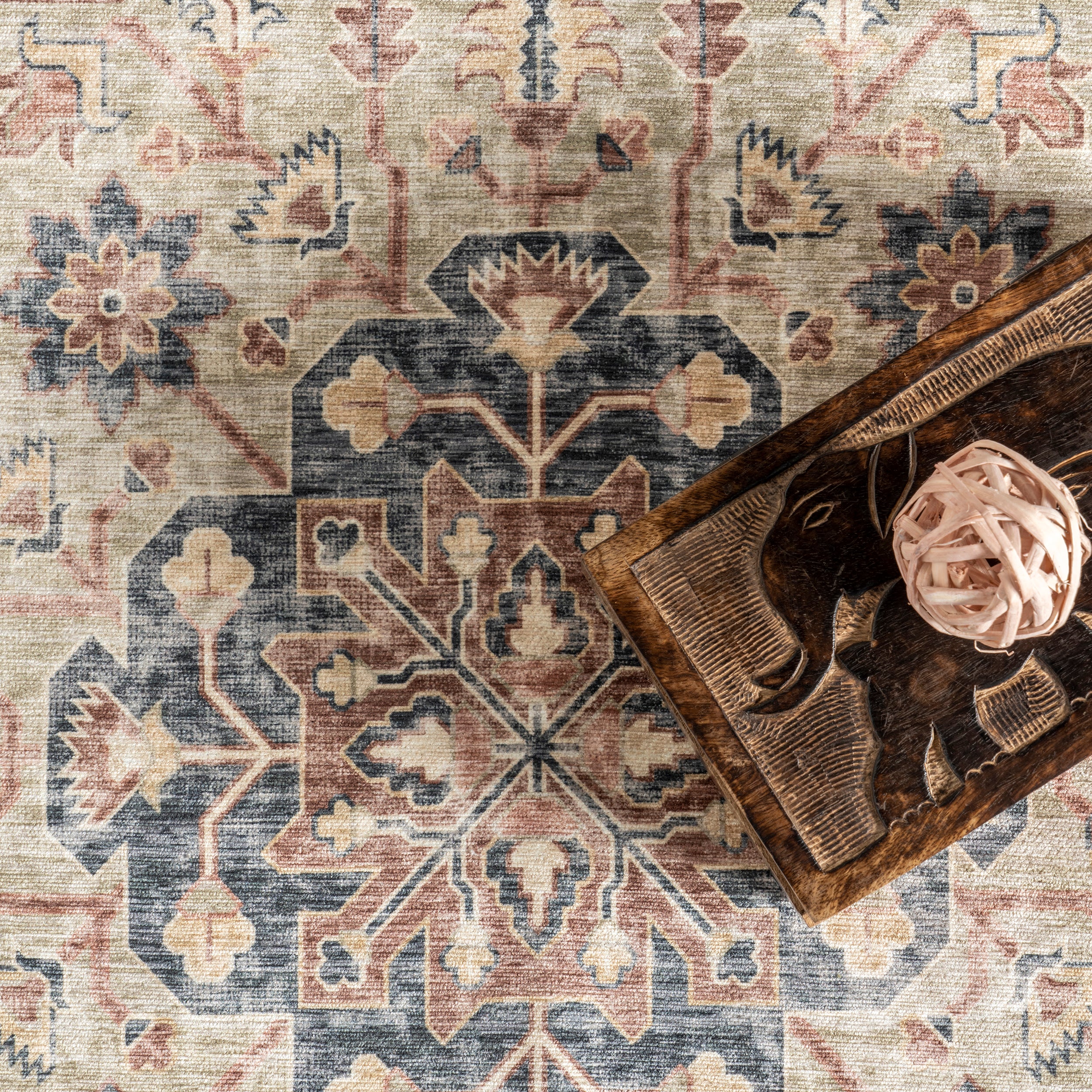 Jessa Faded Medallion Machine Washable Area Rug - Image 6