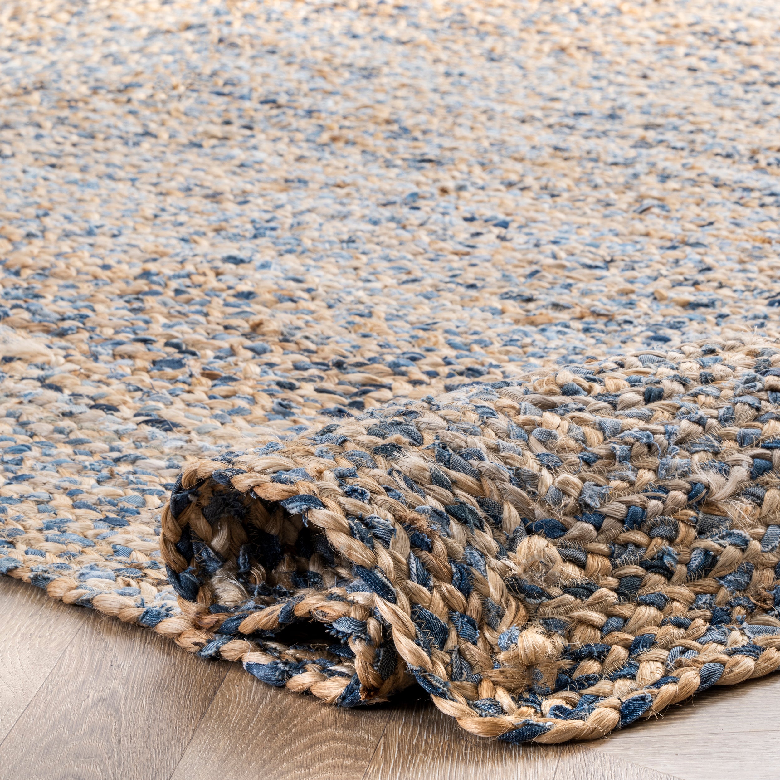 Eliz Braided Denim and Jute Area Rug - Image 4