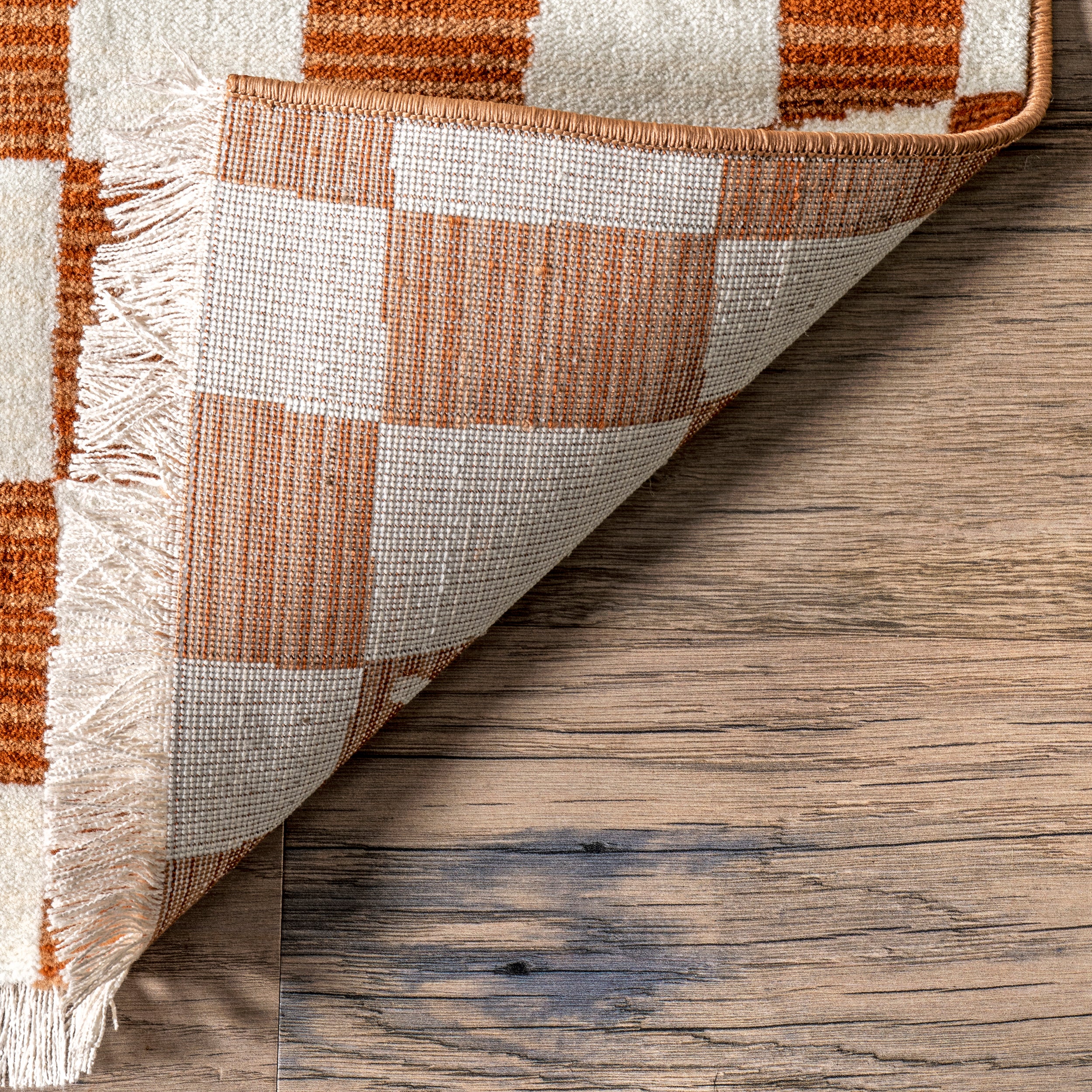 Dominique Abstract Checkered Fringe Area Rug - Image 16