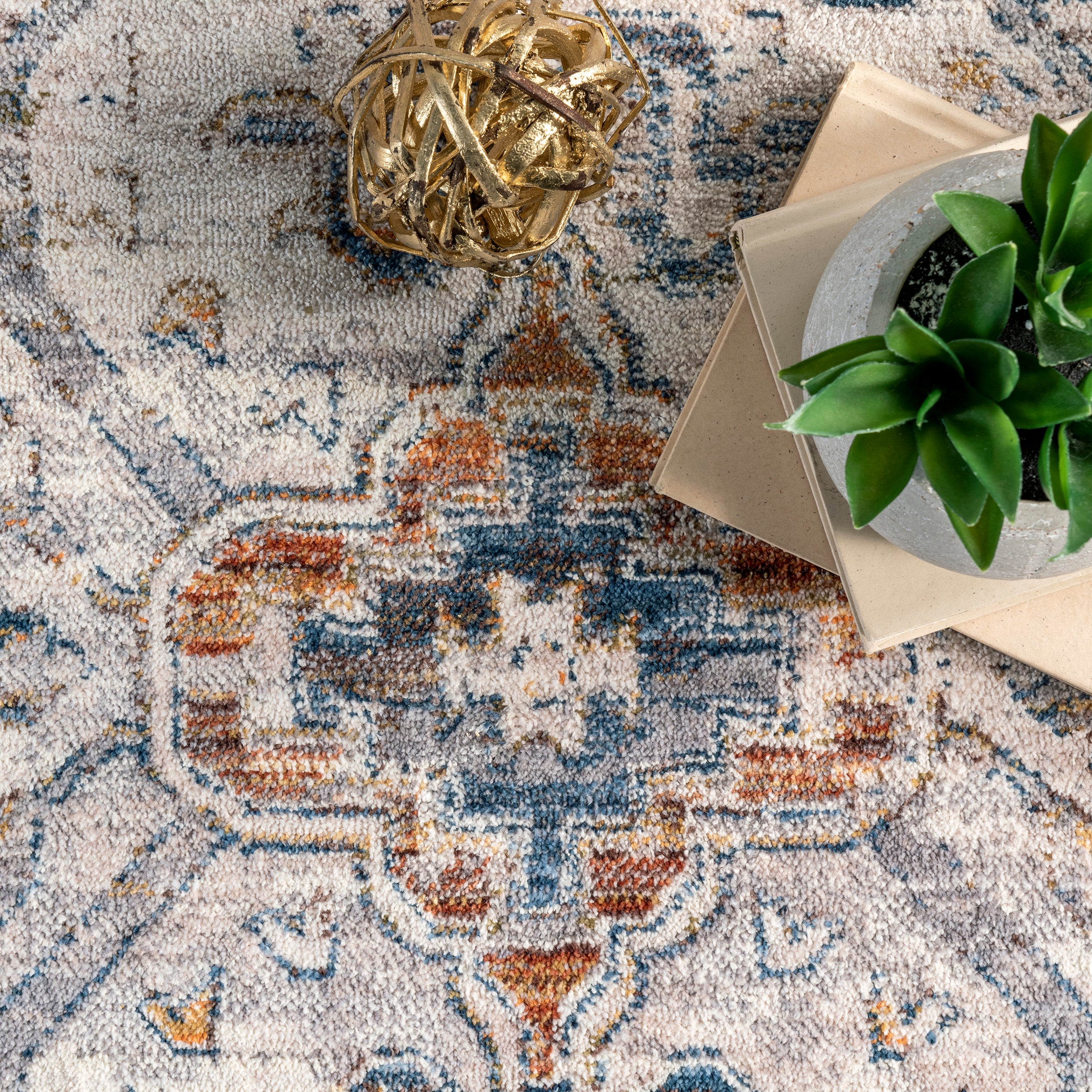 Addison Transitional Faded Medallion Fringe Area Rug - Image 6