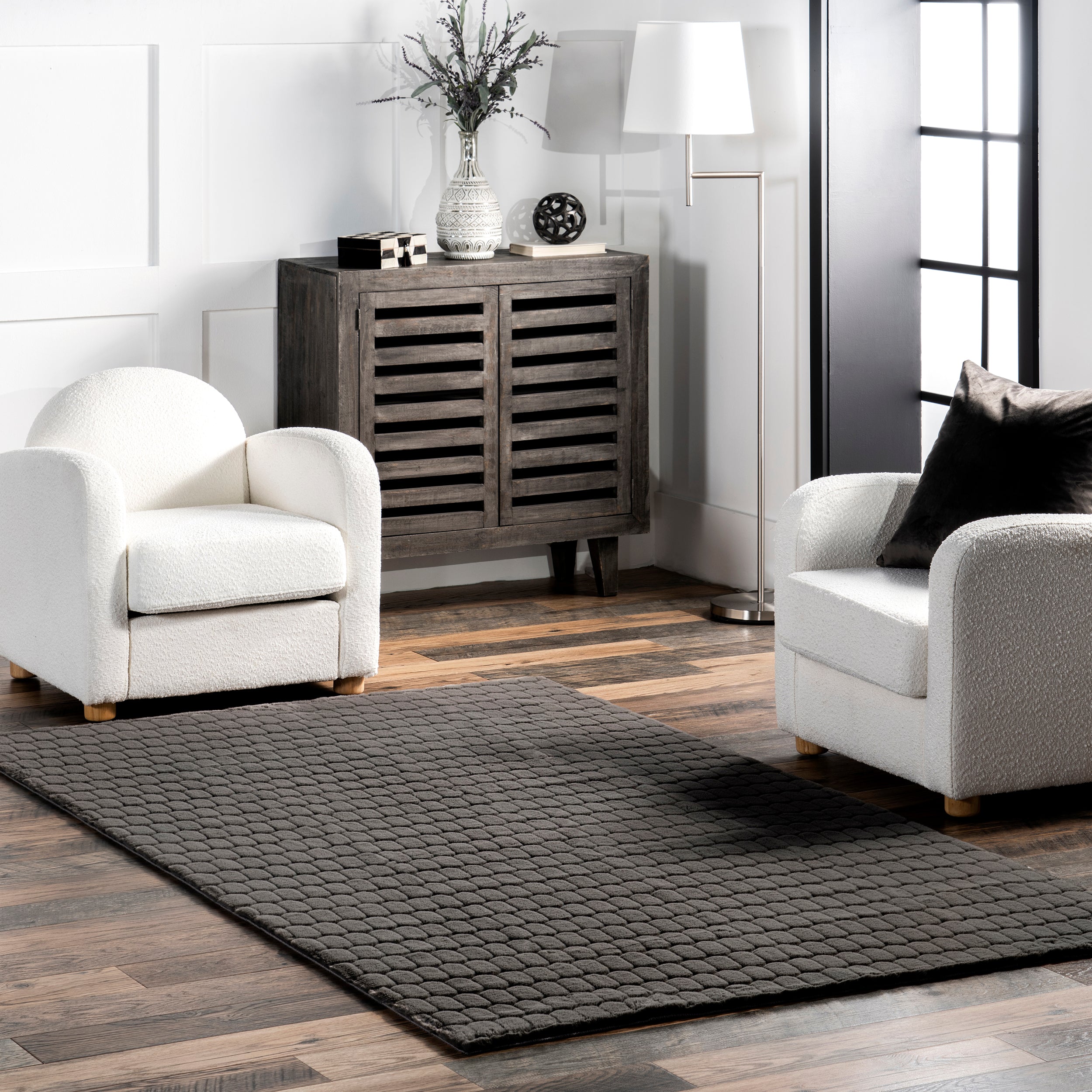 Nia Tile Faux Rabbit Machine Washable Area Rug - Image 12