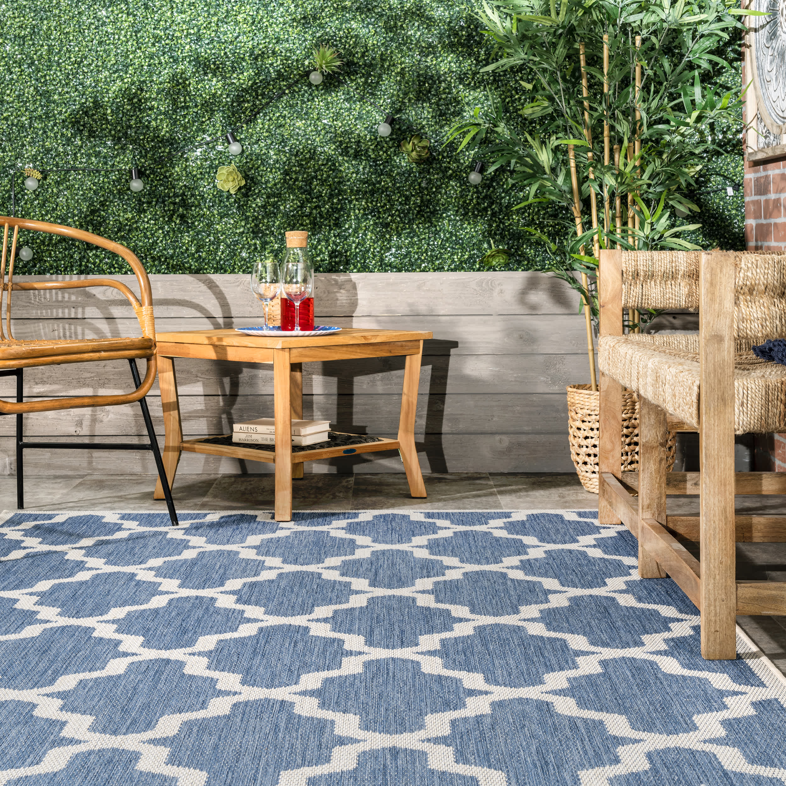 Machine Made Gina Outdoor Moroccan Trellis Area Rug - Image 19