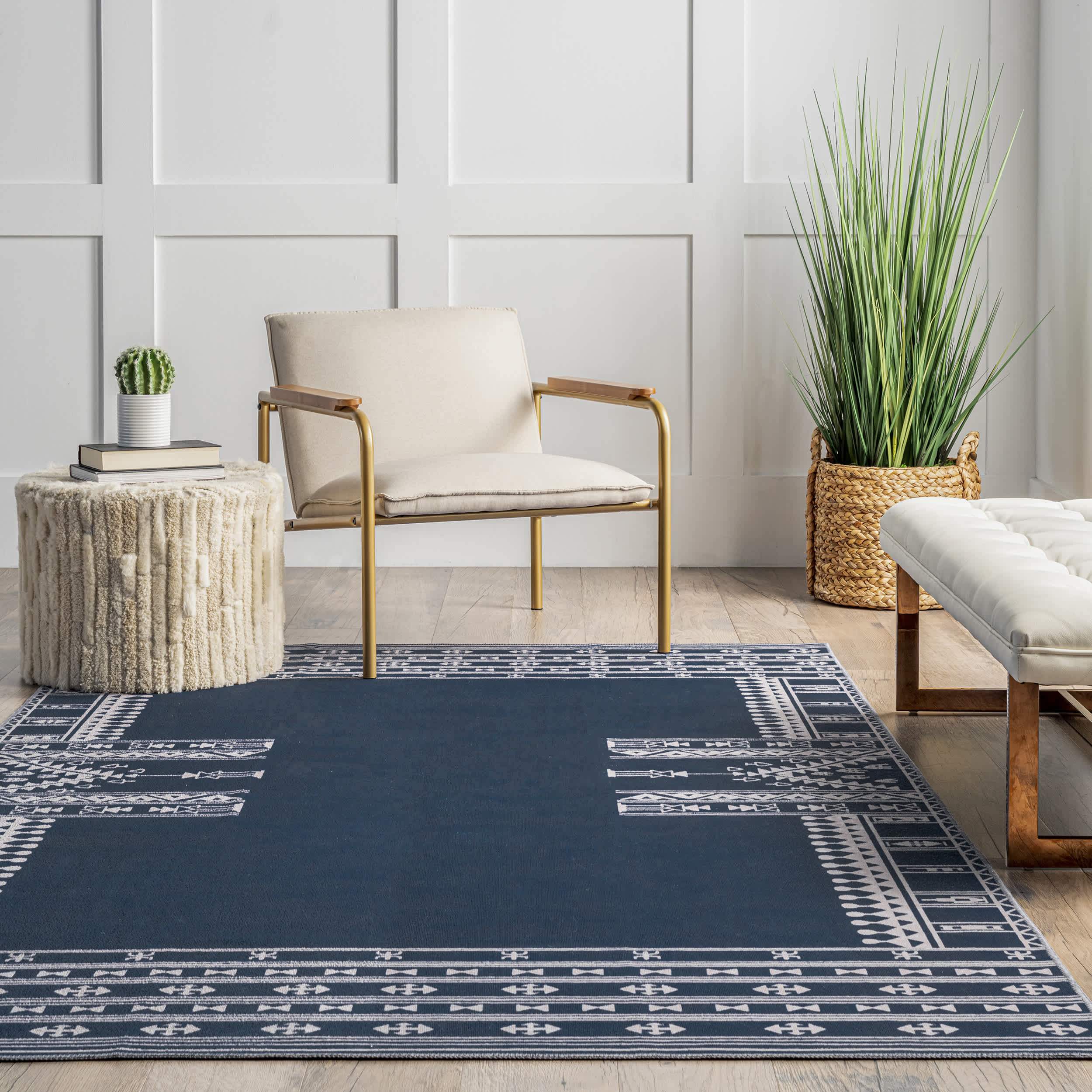 Joelle Machine Washable Tribal Geometirc Border Area Rug - Image 8