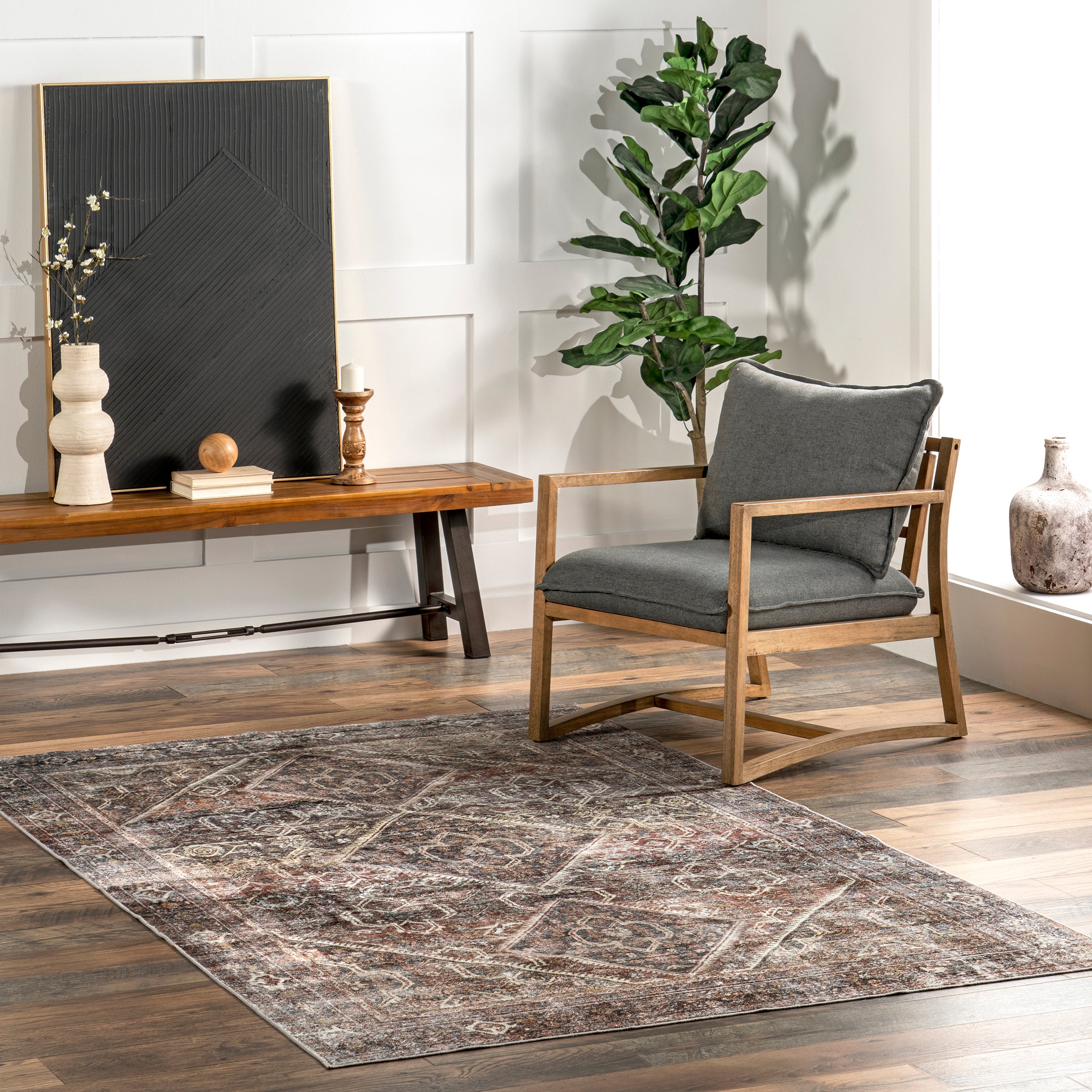 Zofia Vintage Persian Machine Washable Area Rug - Image 2
