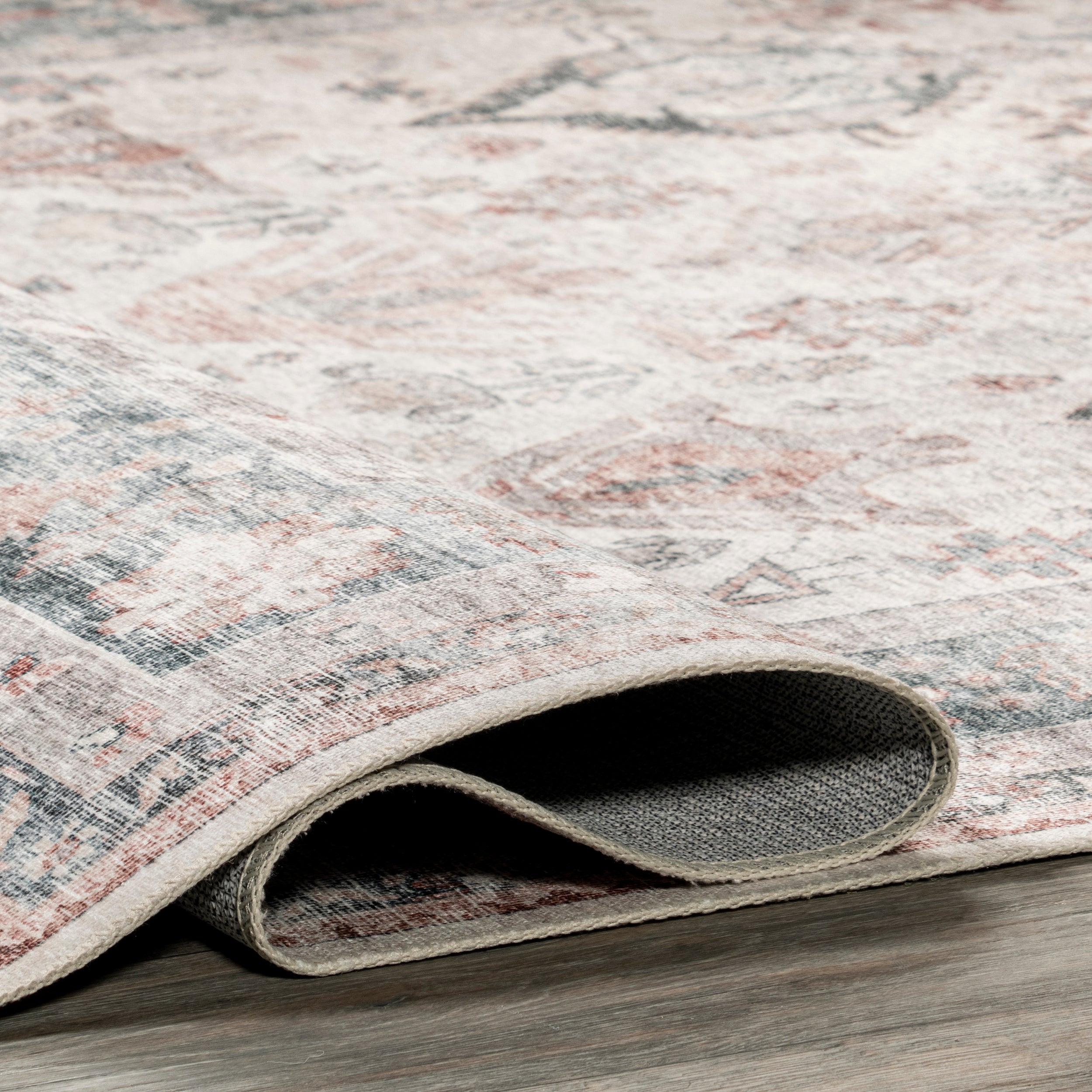Bex Faded Stain-Resistant Machine Washable Area Rug - Image 4
