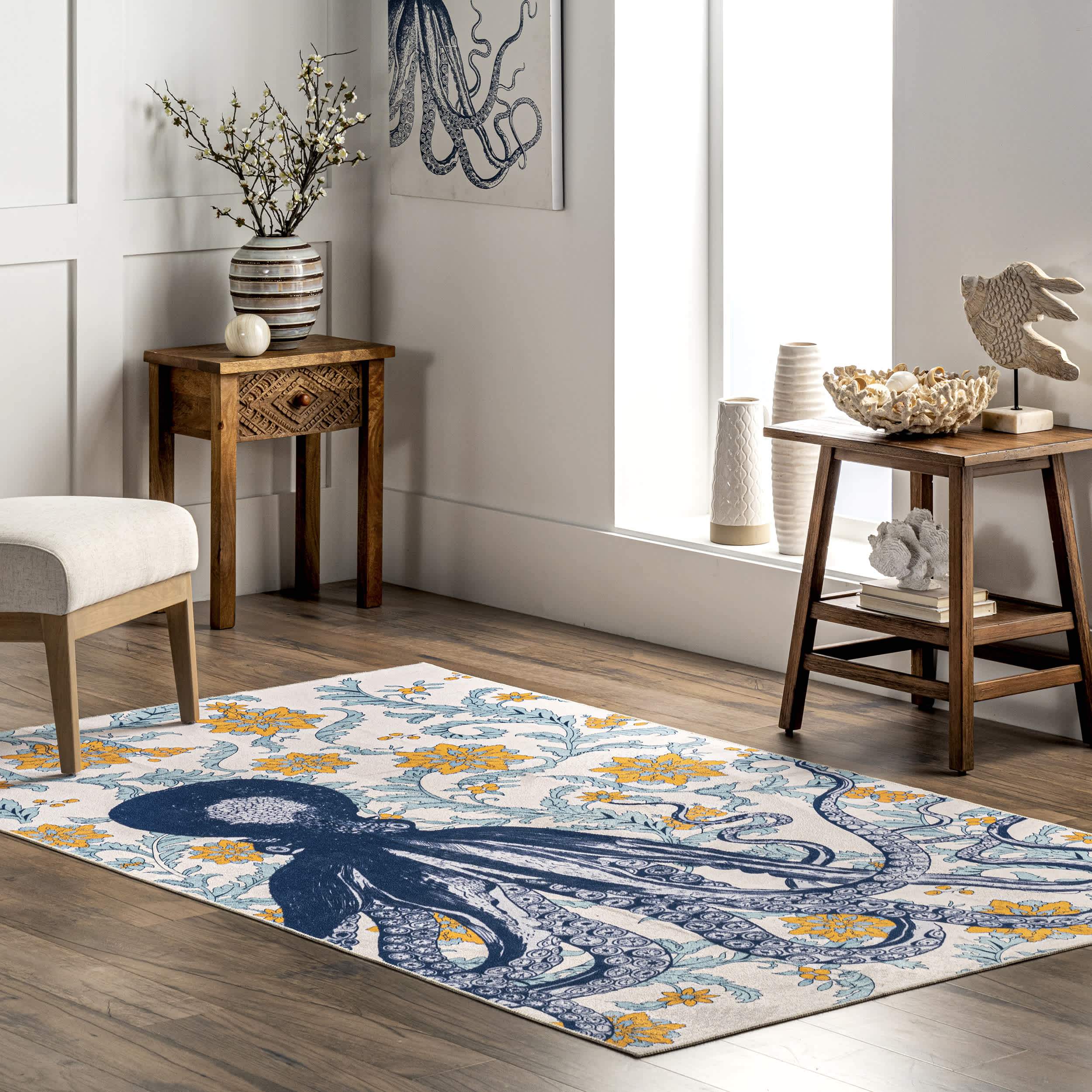 Patricia Machine Washable Octopus Area Rug - Image 2