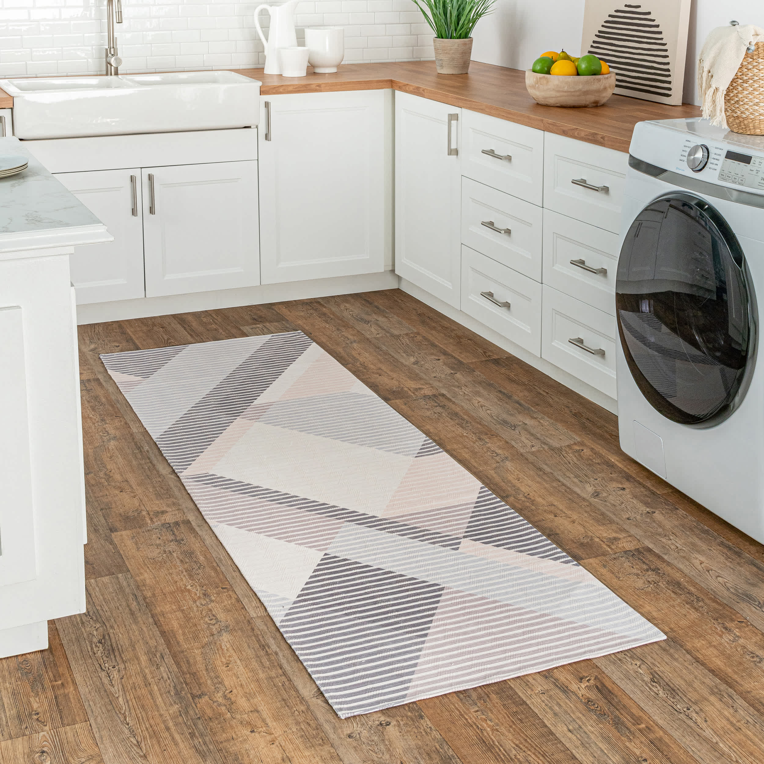 Pinstriped Abstract Washable Area Rug - Image 10