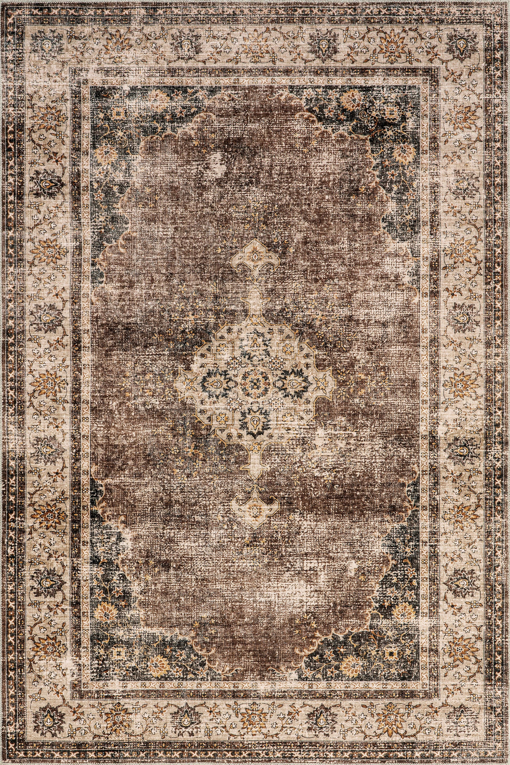 Rosewood Vintage Machine Washable Area Rug - Image 7