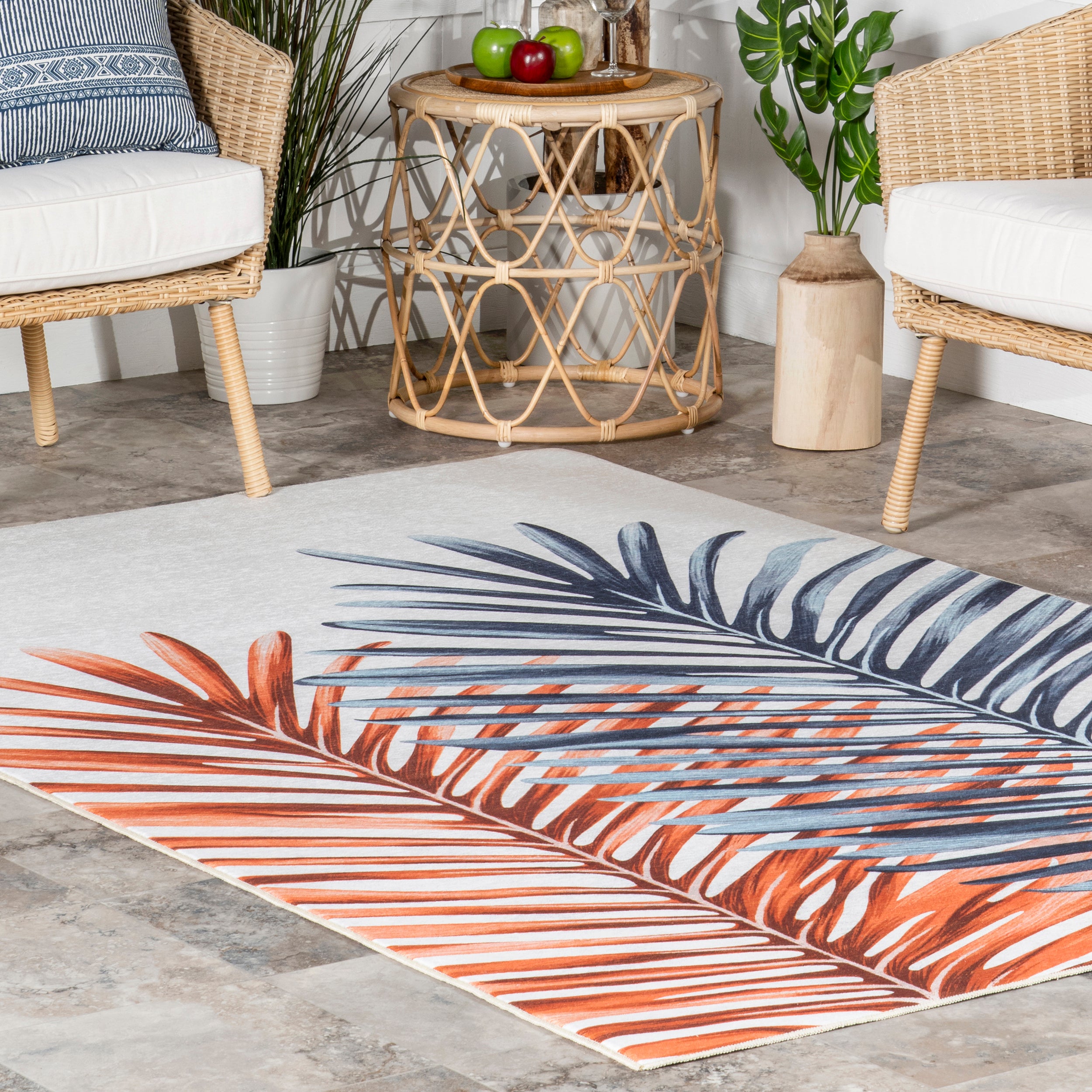 Auri Double Palm Indoor/Outdoor Machine Washable Area Rug - Image 9