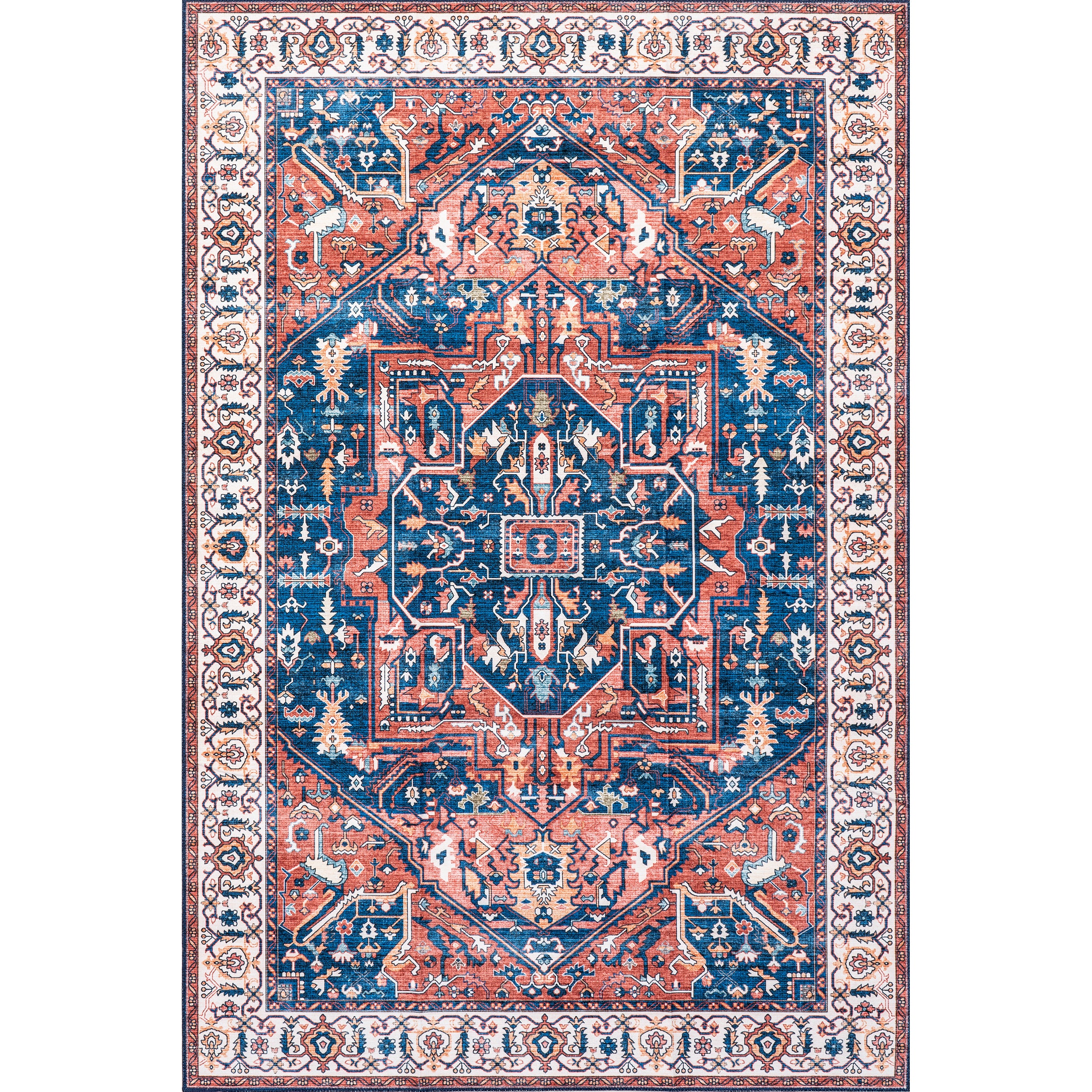 Brielle Machine Washable Vintage Medallion Area Rug - Image 23