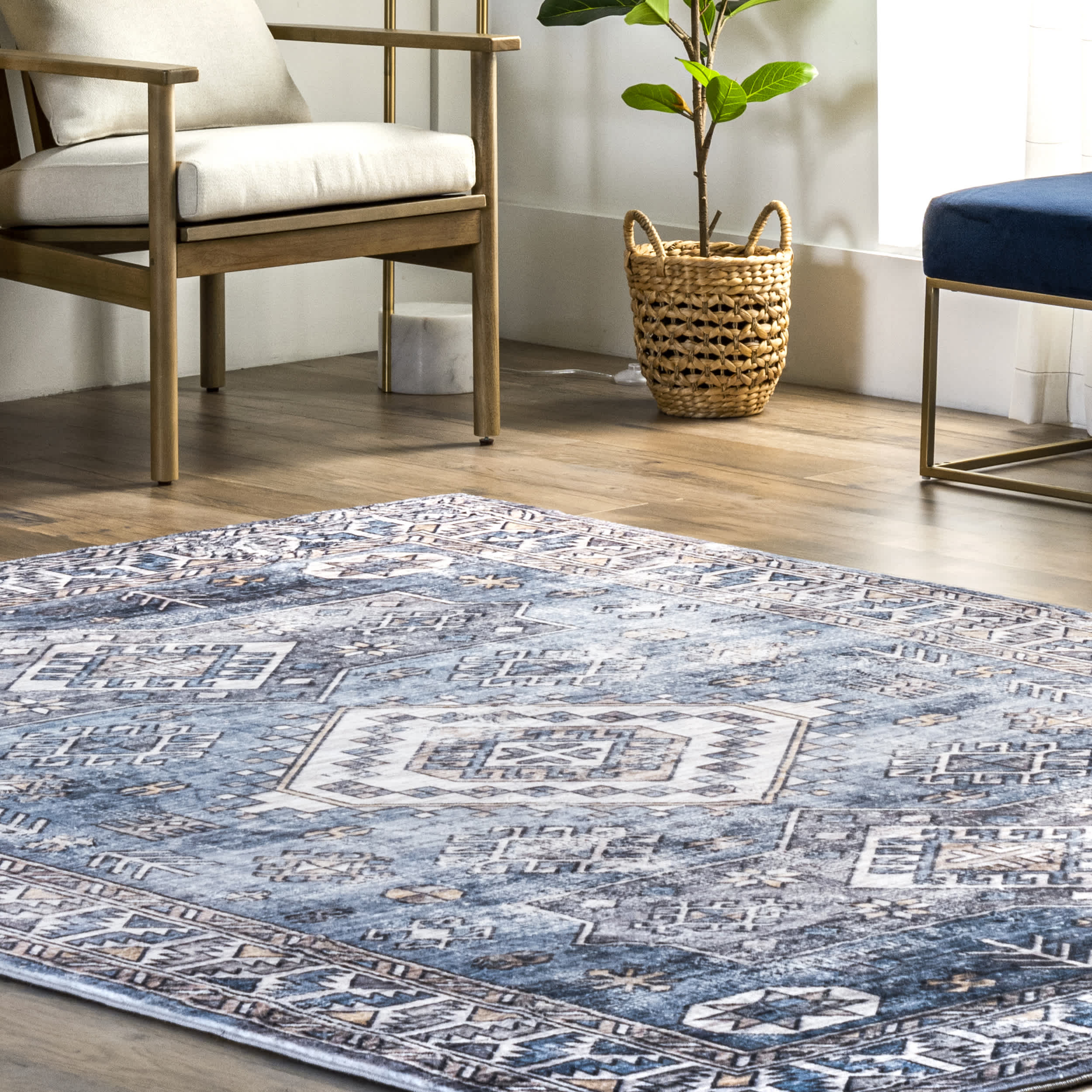 Bordered Aztec Area Rug - Image 9