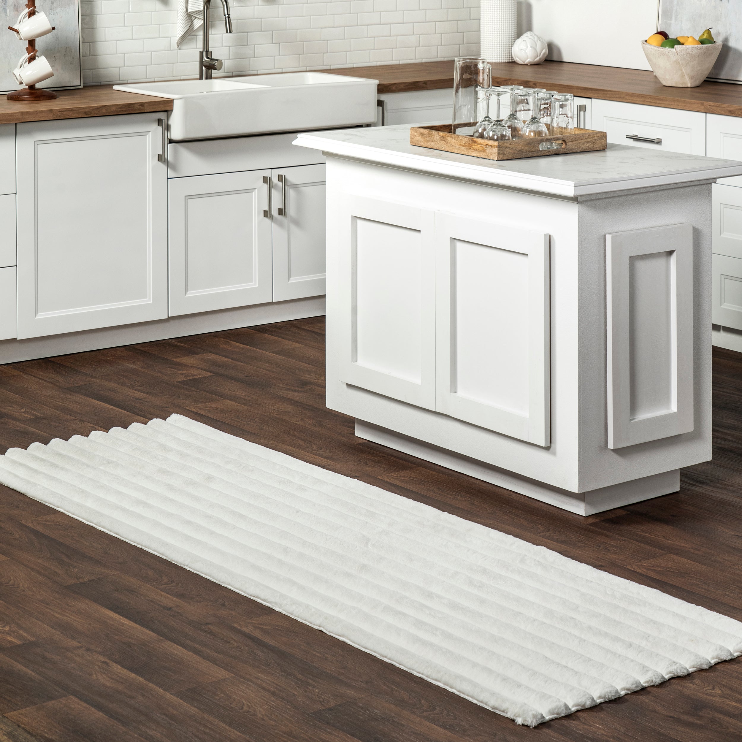 Kai Stripe Faux Rabbit Machine Washable Area Rug - Image 10
