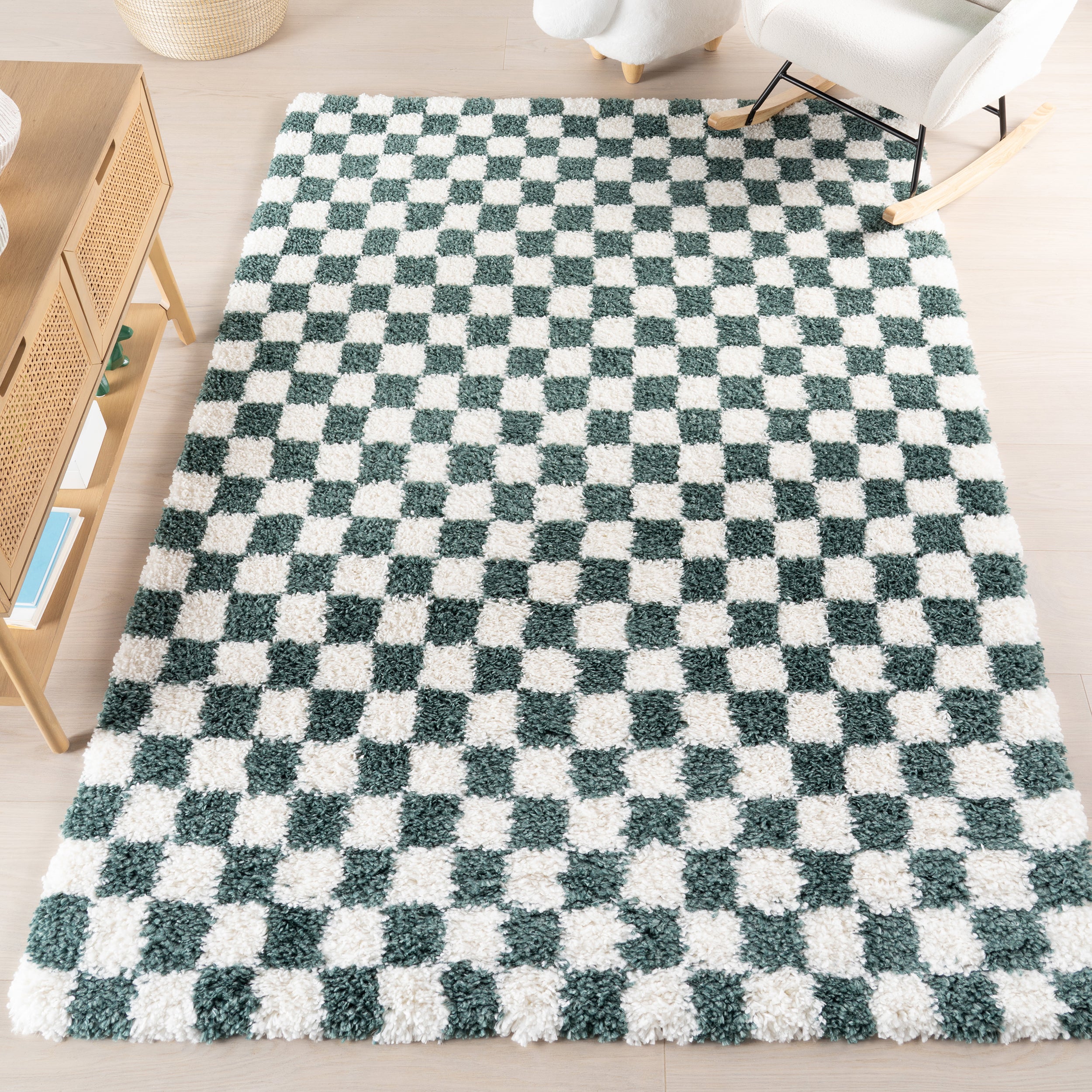 nuLOOM Adelaide Mid-Century Checkered Shag Area Rug - Image 12
