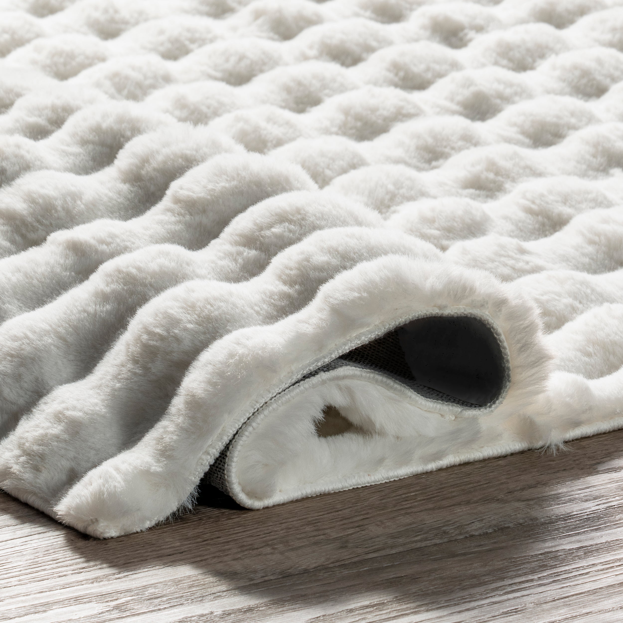 Jeni Solid Faux Rabbit Machine Washable Area Rug - Image 4