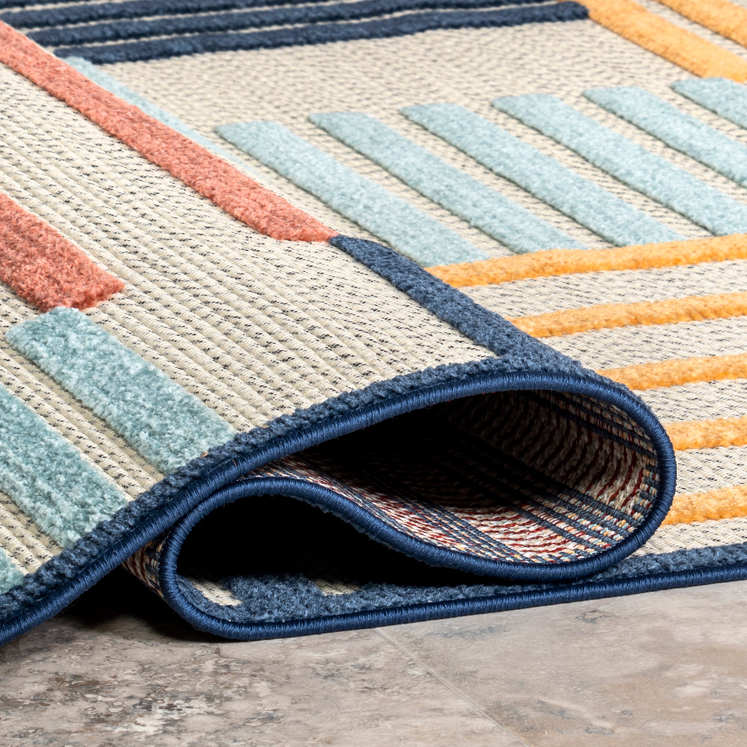 Enya High-Low Striped Indoor/Outdoor Area Rug - Image 4