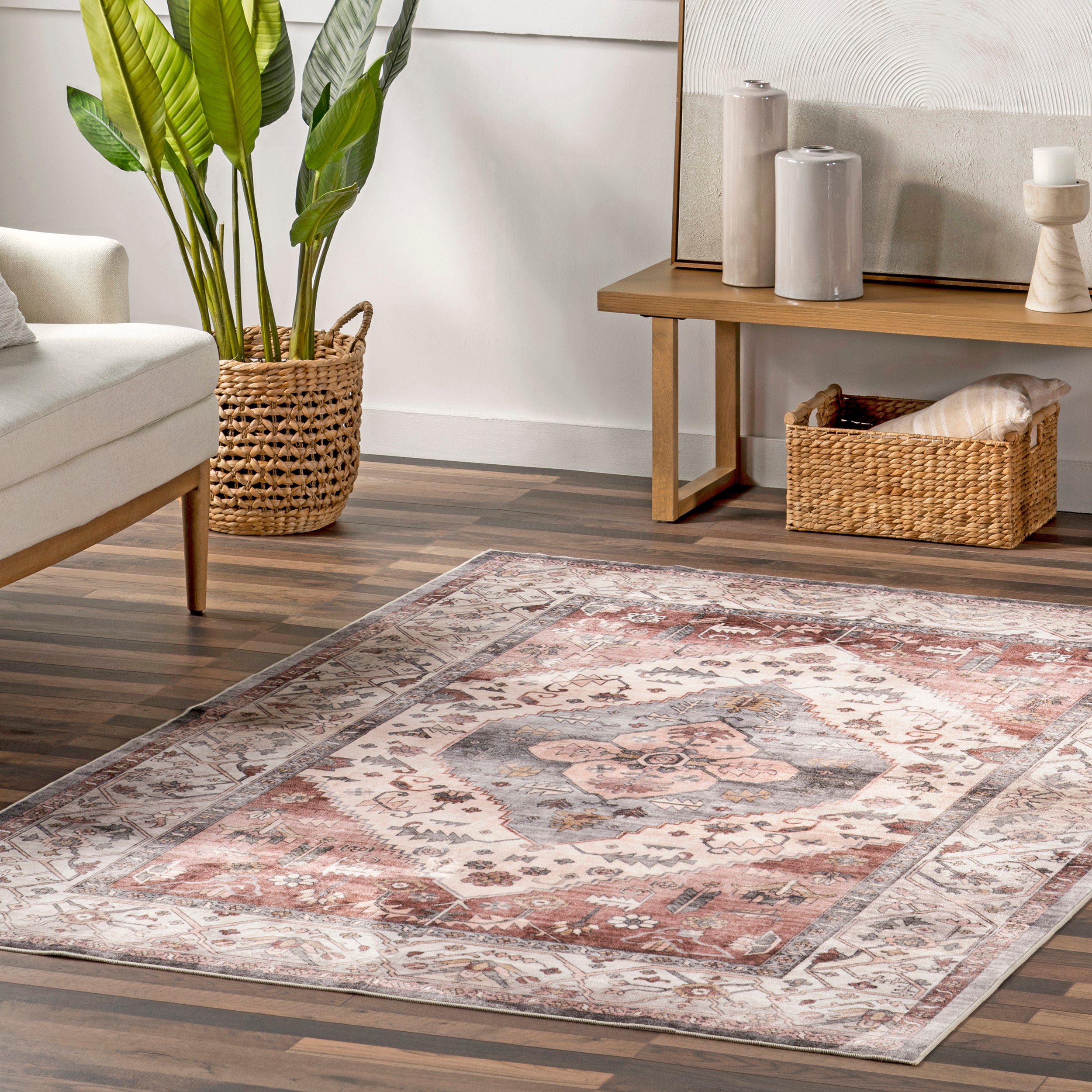 Jenise Traditional Medallion Machine Washable Area Rug - Image 9